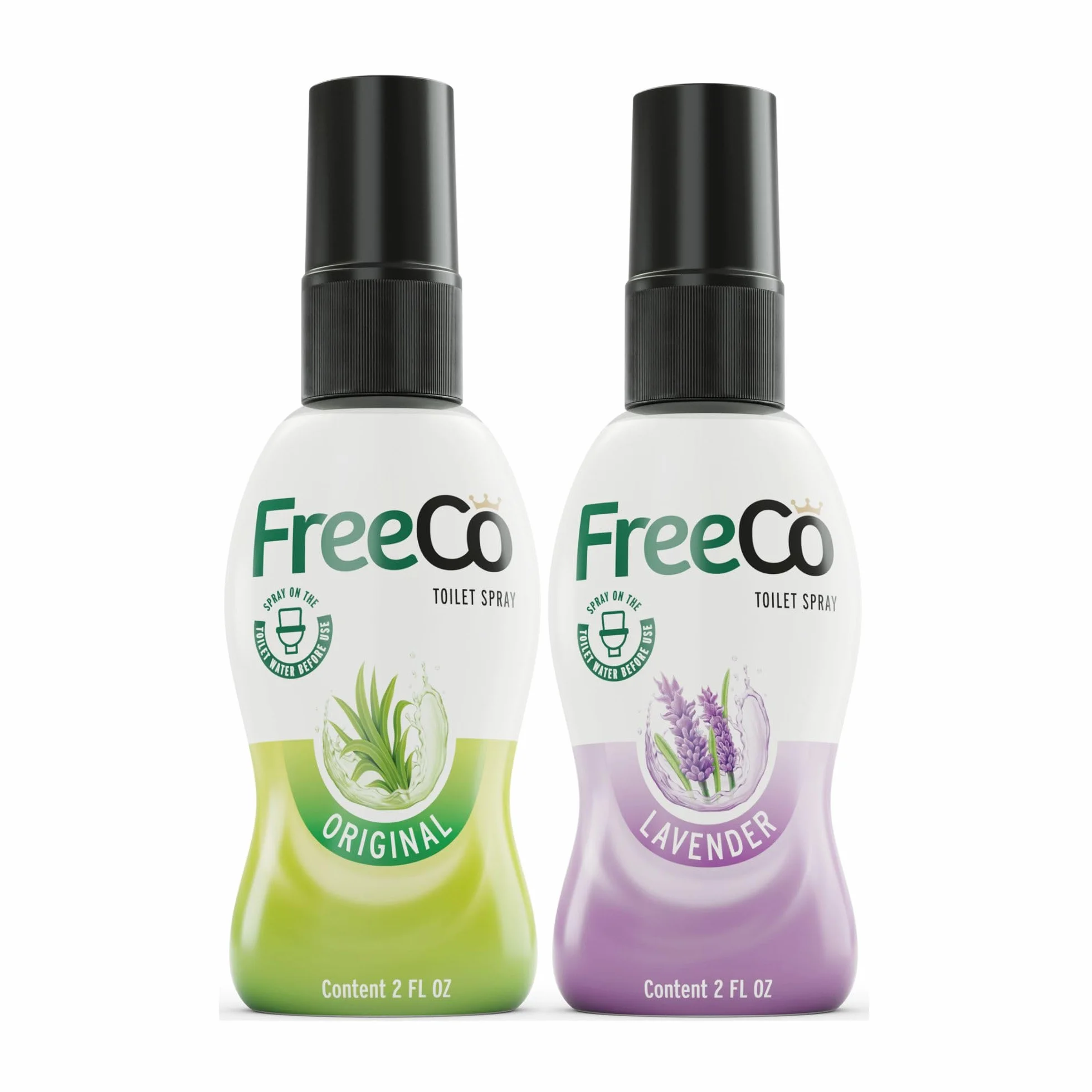 FreeCo Spray WC Blocca Odori Pre-uso Oli Essenziali Naturali Confezione Mix 2x60 ml Agrumata Originali Lavanda Calmante