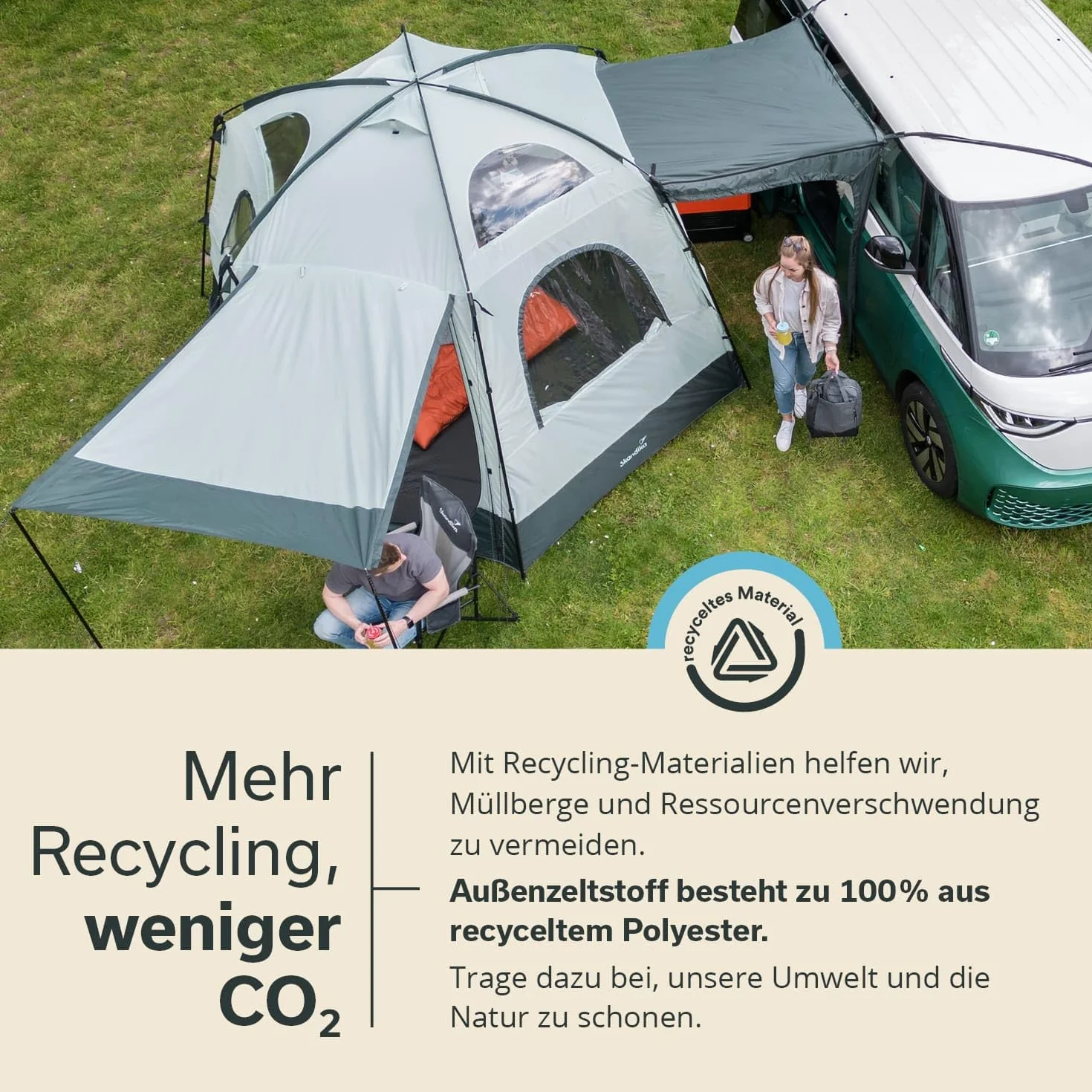 Skandika Pitea Dome Tenda per auto, autobus, furgoni | Indipendente, per 2-4 persone, 2,2 m di altezza, 10,4 m² di superficie abitabile, 3 ingressi, zanzariera, 3000 mm di colonna d'acqua