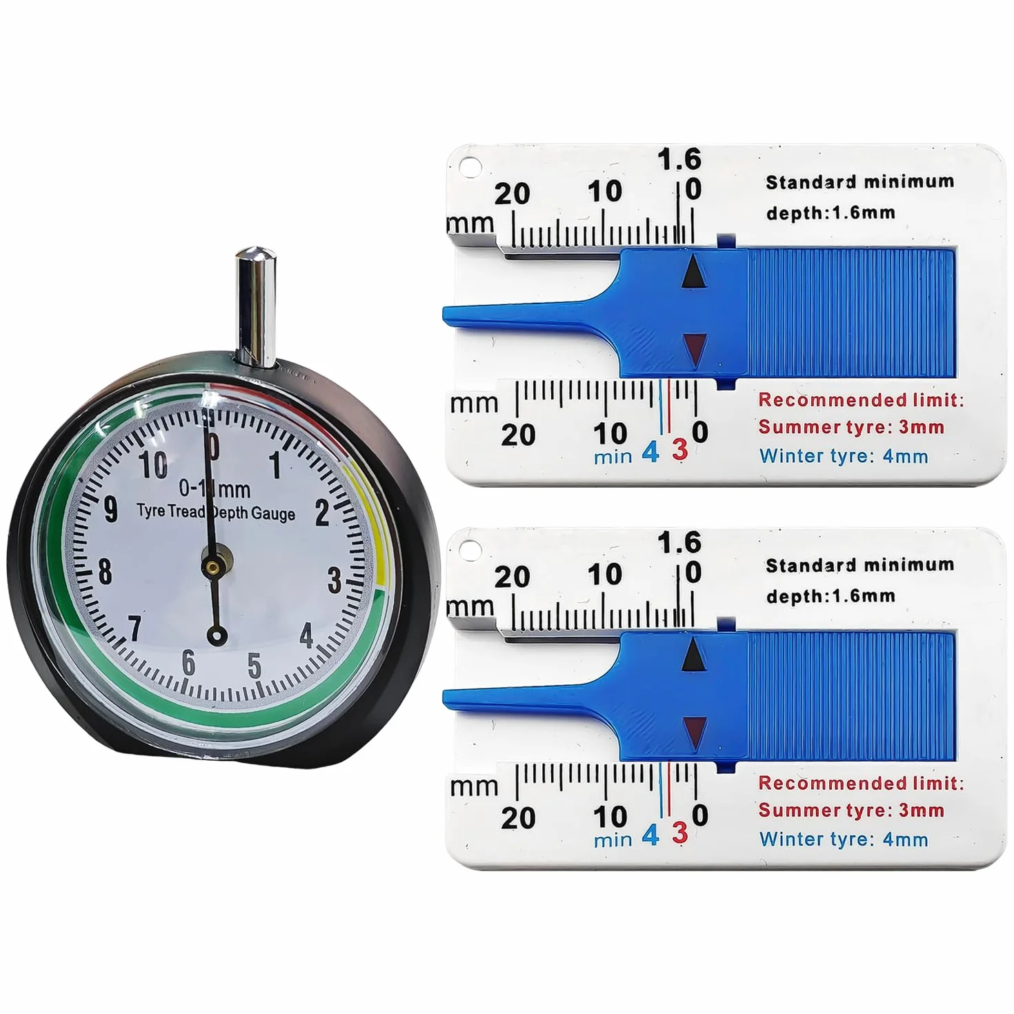 Puntatore Battistrada Gauge Calibro Profondità Pneumatico Rotondo Manometro Off-Road Veicoli