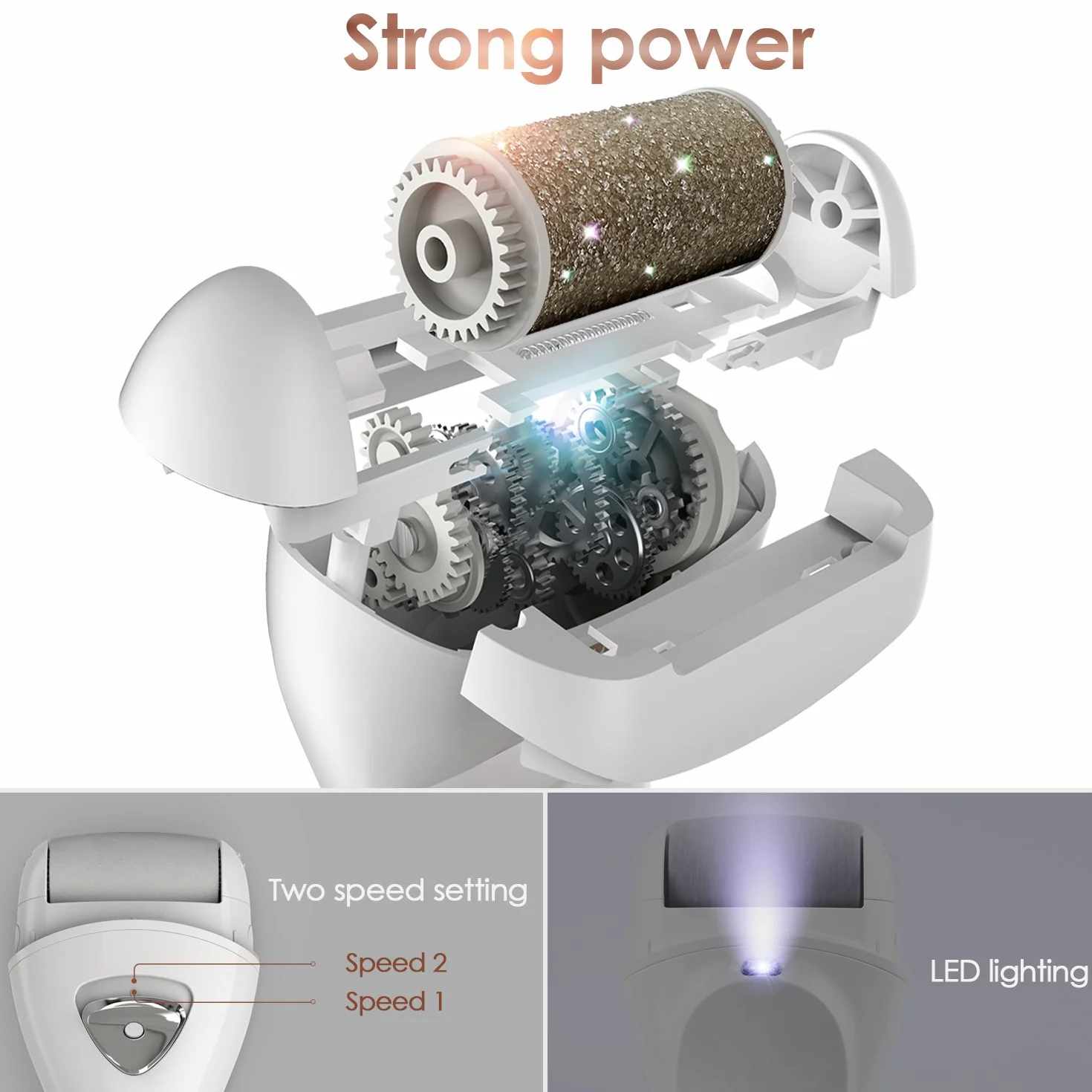 MYCARBON Pedicure Elettrico Professionale Ricaricabile con 6 Rulli Ricambio