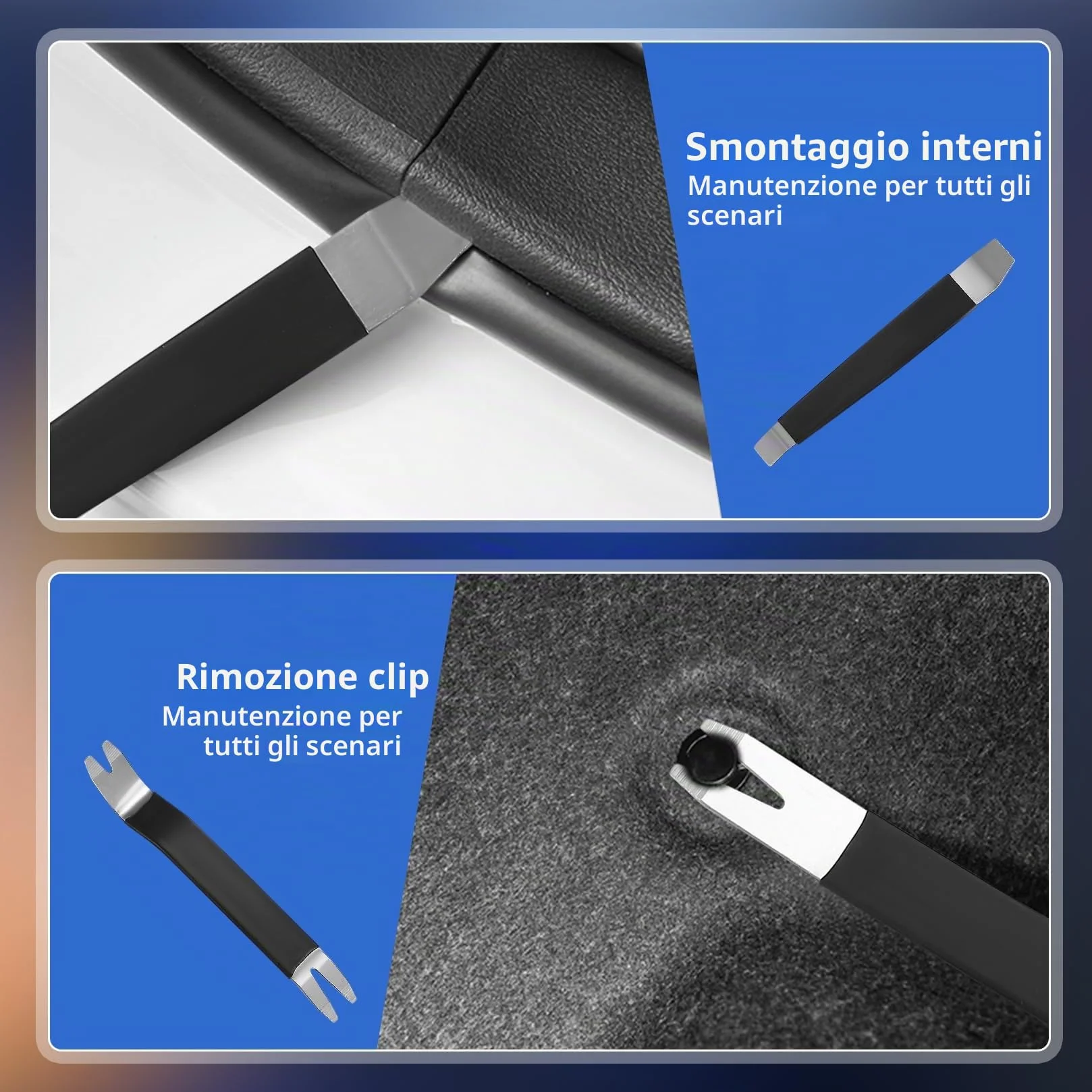 6 Pezzi Kit Smontaggio Pannelli Auto Attrezzo, Kit Leve Plastica Smontaggio Auto, Kit Smontaggio Plastiche Auto, per Rimozione Riparazioni Auto Pannelli Porta, Radio e Cruscotto