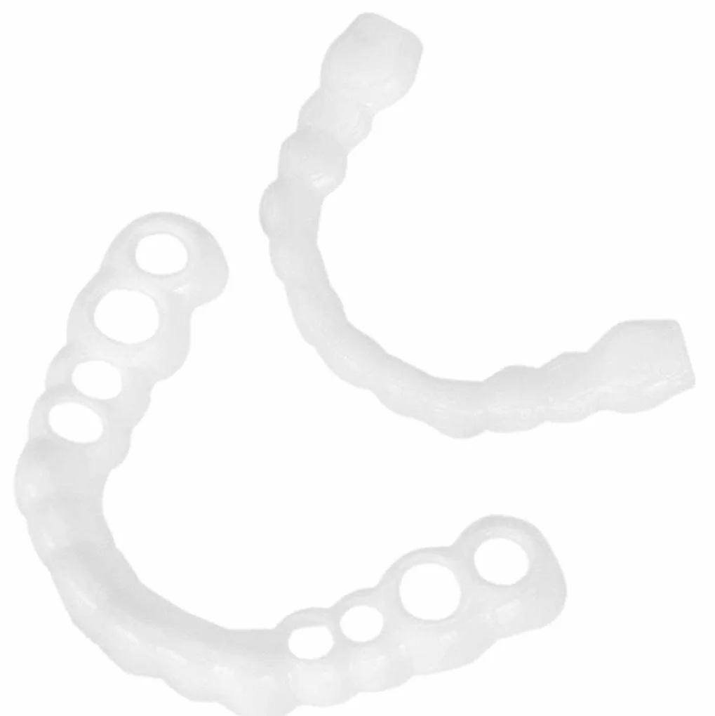 Snap on Faccette Dentali Provvisorie 4 Paia, Set Upper Lower Magic Teeth Brace, Smile Veneer Temporary Comfort Teeth per Uomo e Donna