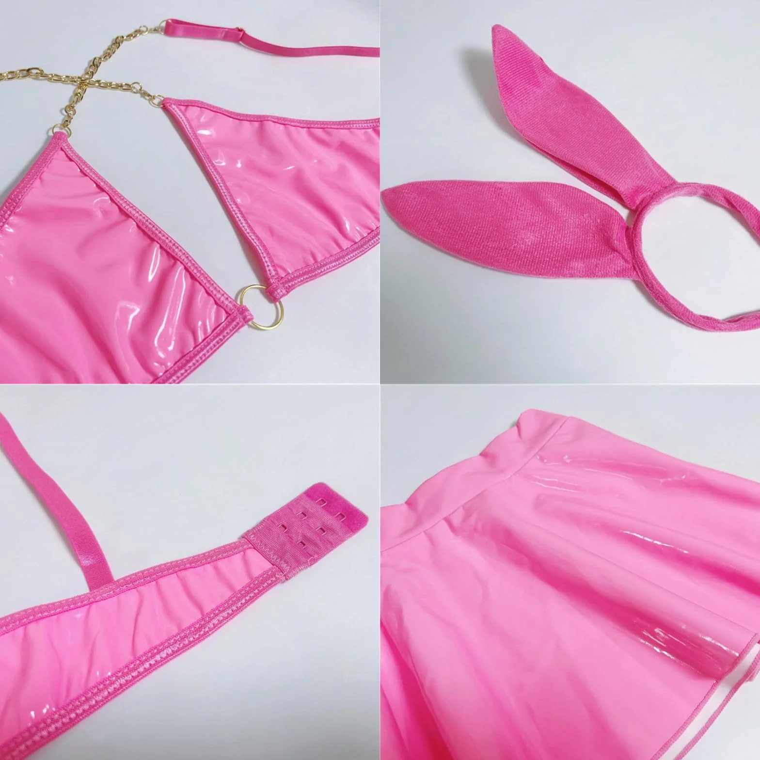 Rosvajfy Costume Coniglio Sexy Donna Lingerie Coniglietta Pelle Cosplay Outfit Gioco Ruolo Babydoll Halloween