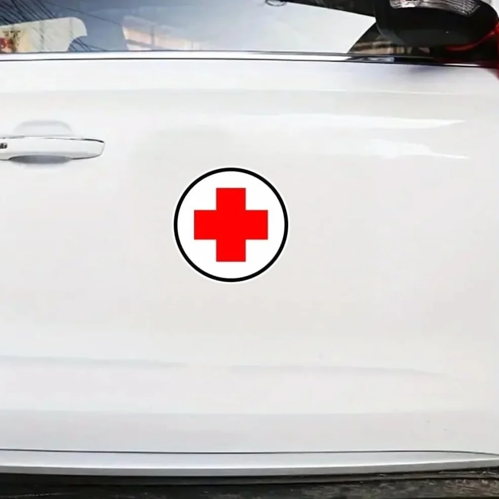 2 adesivi in vinile con croce rossa, 10 x 10 cm, simbolo medico, per auto, finestre, kit di pronto soccorso, decorazione segno di emergenza, # S50404