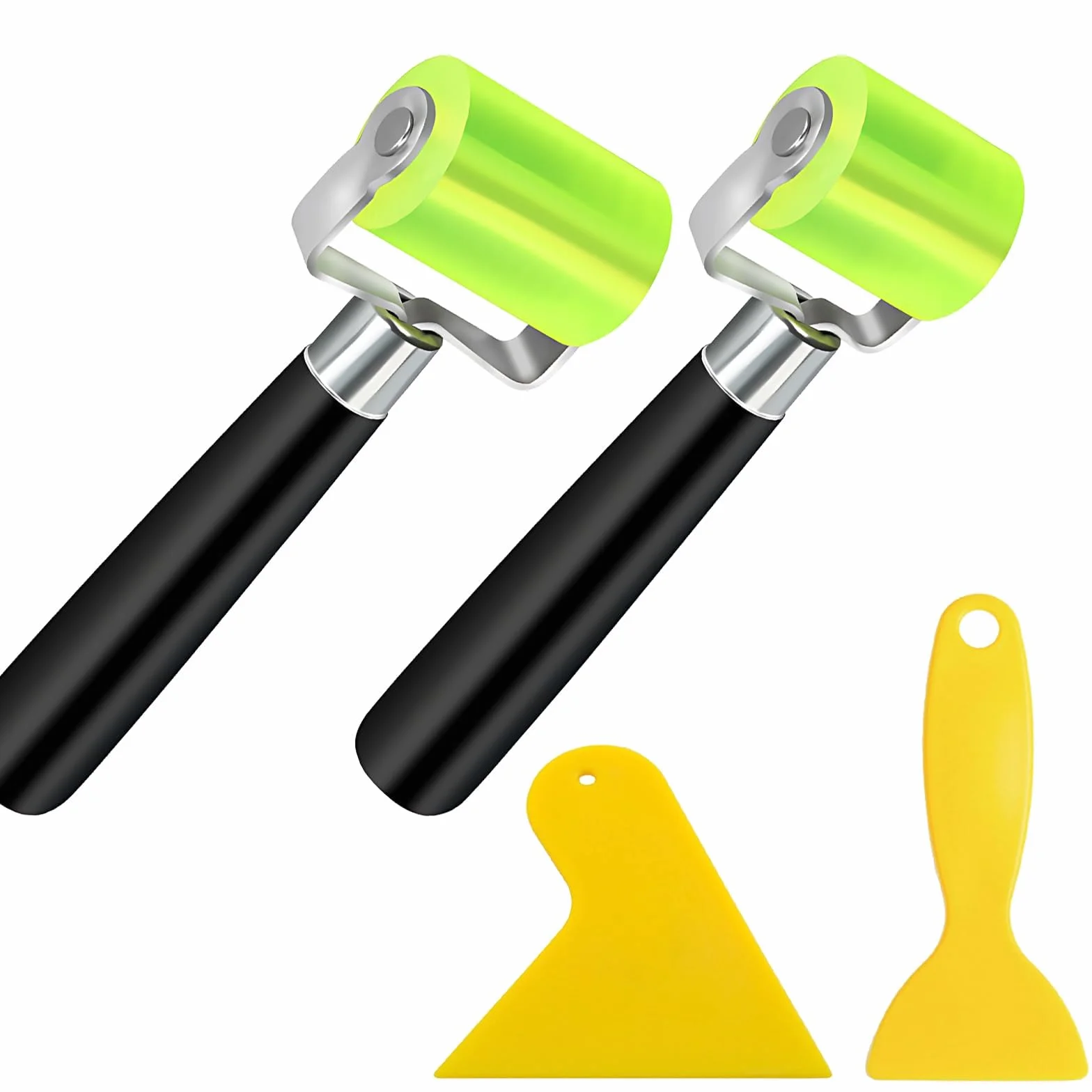 KAIYAYA 2 Pezzi Rullo di Pressione in Silicone 30 mm e 50 mm Rullo Fonoassorbente per Auto Rullo di Pressione Cuscinetto per la saldatura di teloni in PVC con 2 Spatole di Pellicola