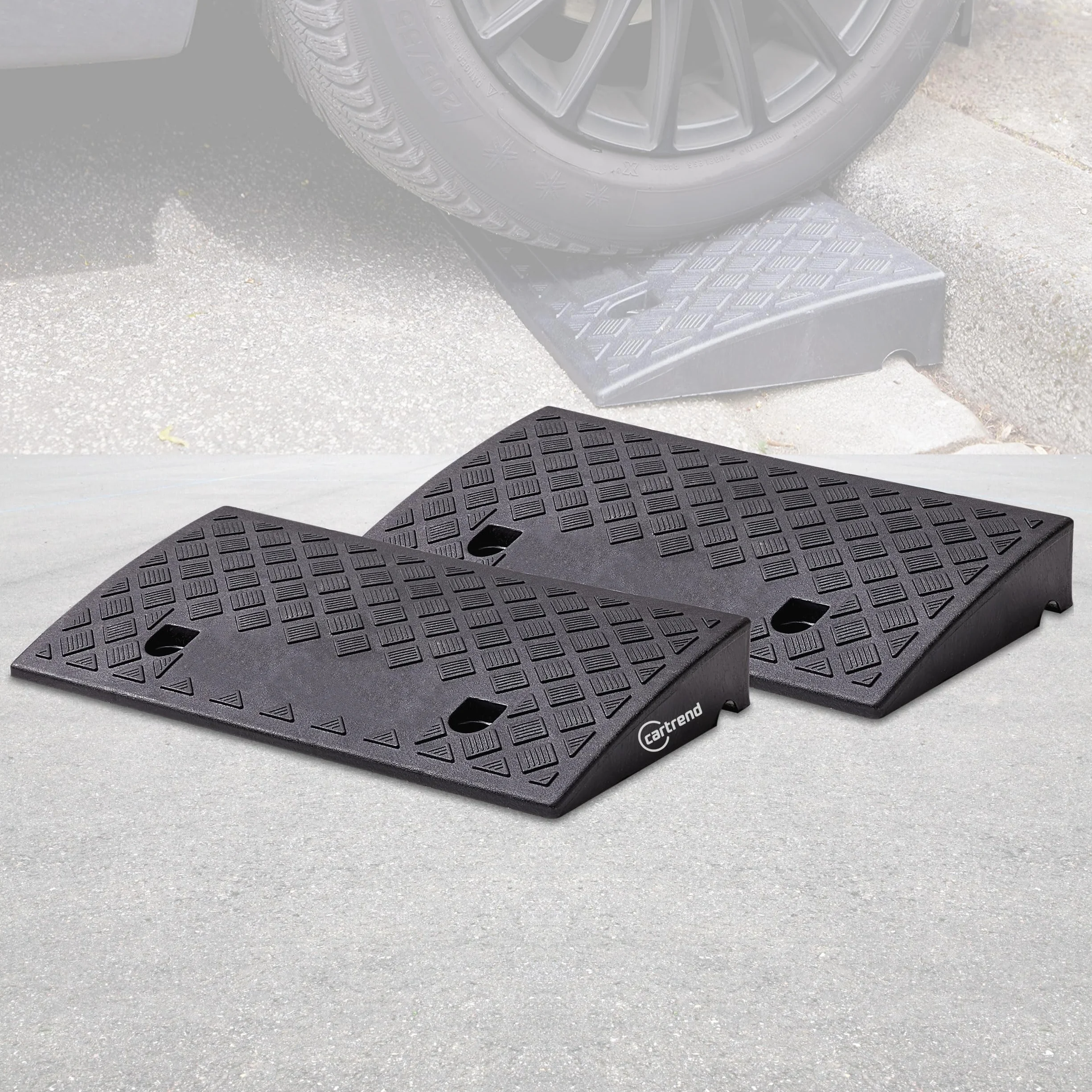 Cartrend 10646 - Rampa carrabile per marciapiede, Nero, 50 x 27 x 7 cm, Set di 2