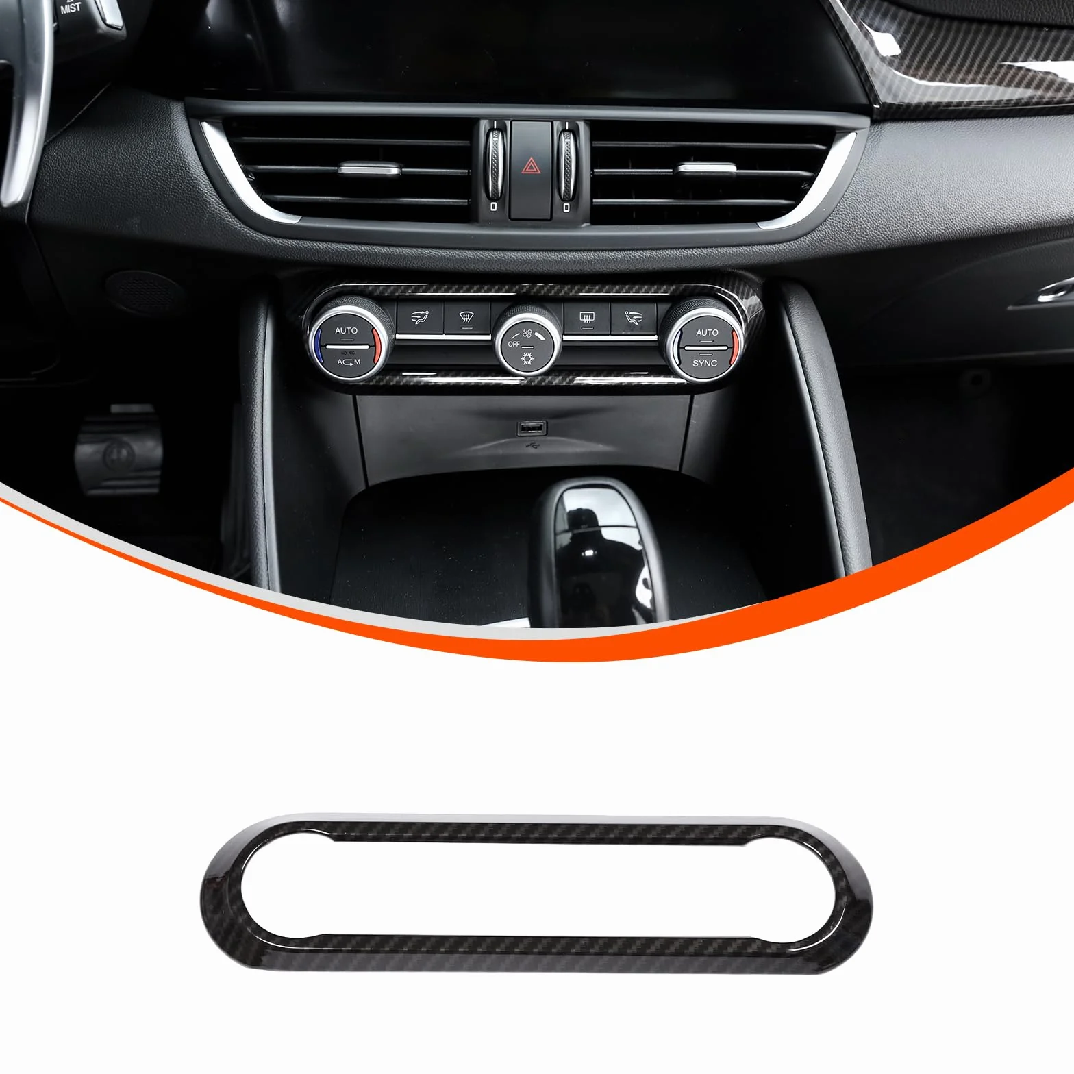 PIUGILH ABS fibra di carbonio modello auto center condizionatore condizionatore telaio rivestimento rivestimento adatto per Alfa Romeo Giulia 2017-2020, condizionatori d'aria pannello di controllo per