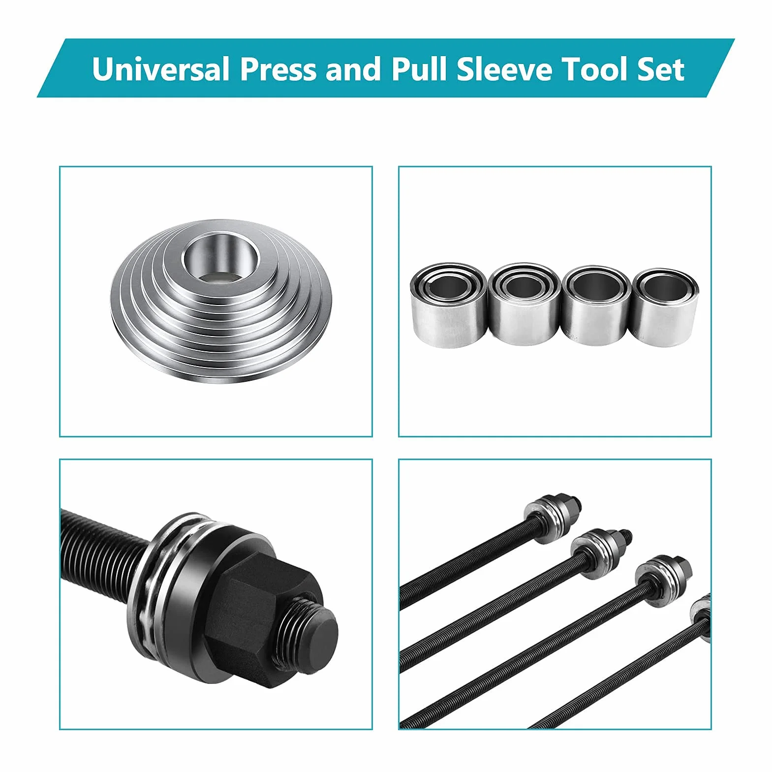 Kit Bussole Rimozione Cuscinetti 36 Pezzi, Set Strumenti Riparazione con Anelli di Pressione per Meccanici Auto Moto