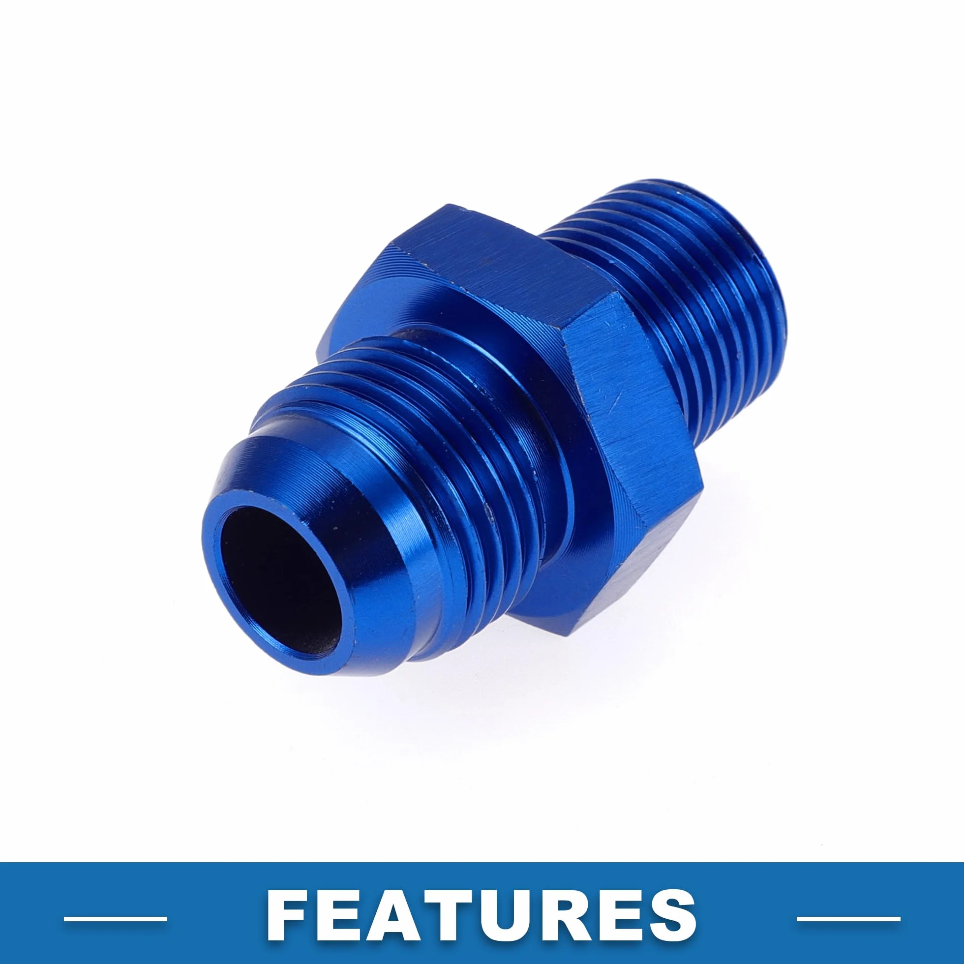 A ABSOPRO Adattatore Riduttore Maschio per Tubo Flessibile con Filettatura Flare TF-AN8-3/8 NPT Connettore Linea Carburante in Alluminio Blu
