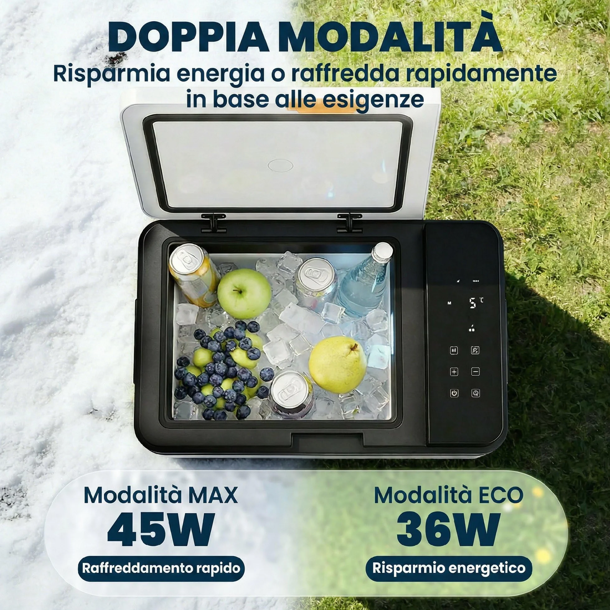 Outsunny Frigorifero Portatile per Auto 30L con Compressore, Frigo Portatile Elettrico Anti-Shock, APP Bluetooth, 12/24V DC e 100-240V AC, -20°C a 20°C, per Campeggio Camion Barca Camper, Nero