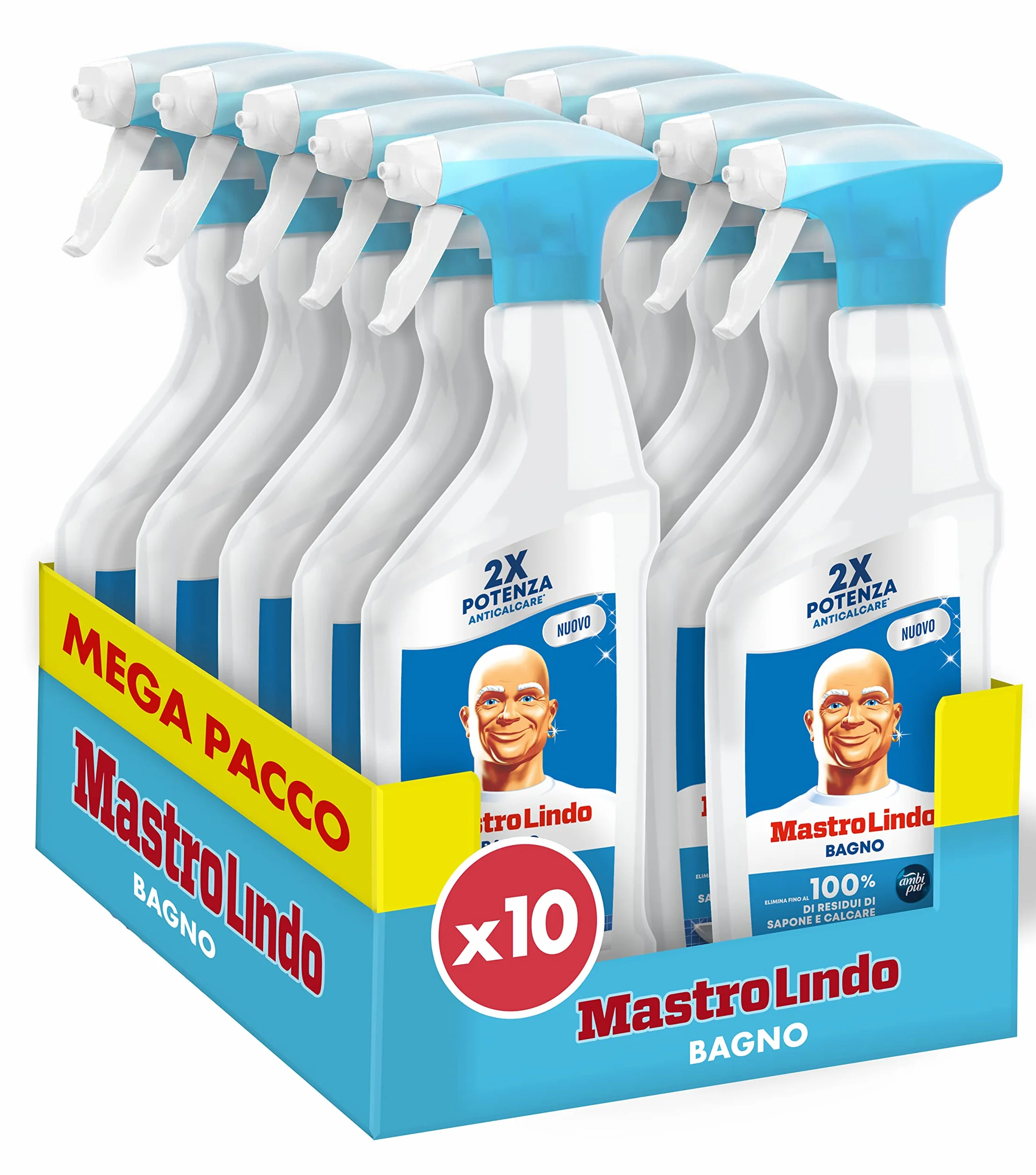 Mastro Lindo Detersivo Bagno Anticalcare Spray 10 x 500ml Freschezza Ambi Pur
