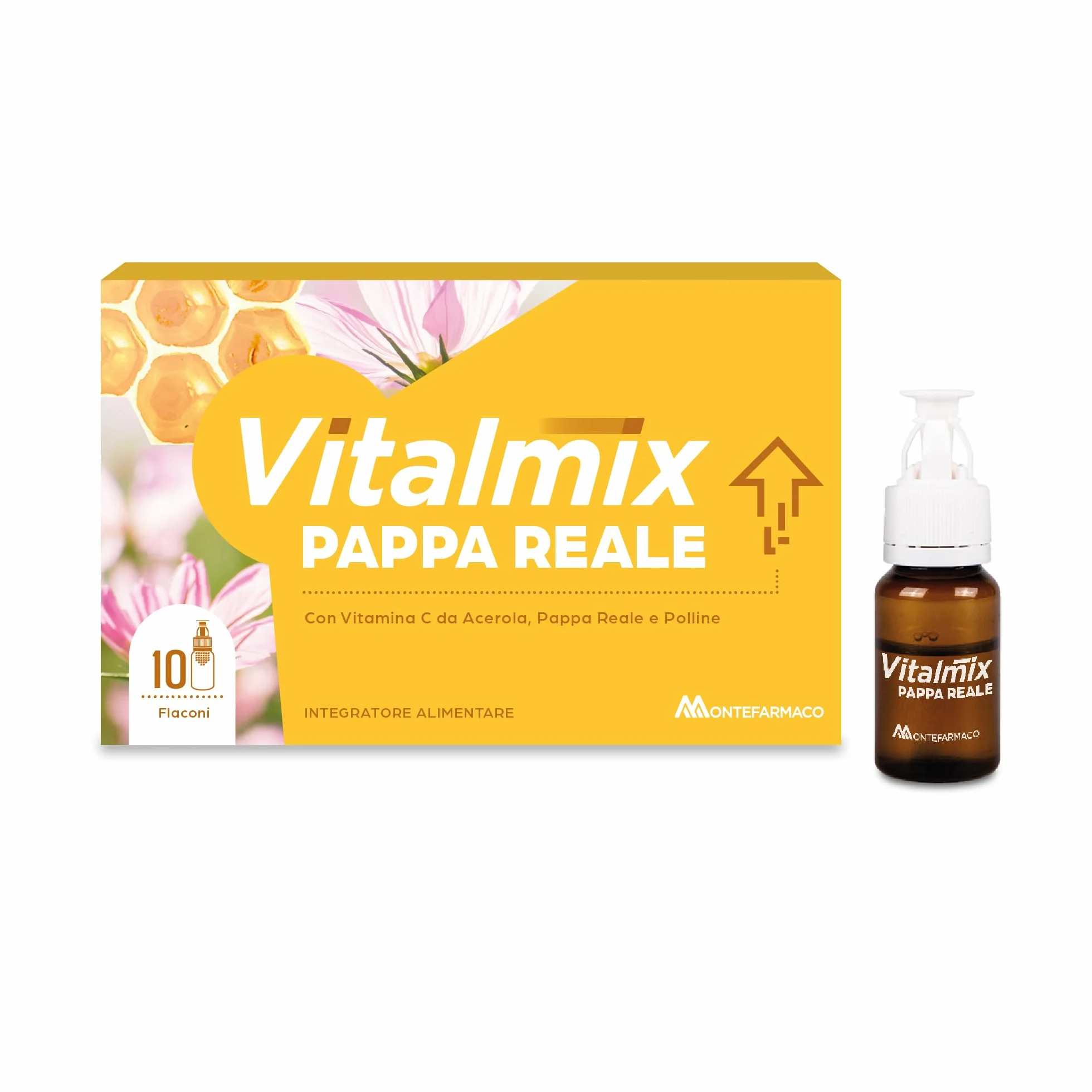 VITALMIX MONTEFARMACO Pappa Reale Integratore Alimentare Tonico Energizzante 10 Flaconcini Senza Lattosio Senza Glutine Gusto Miele