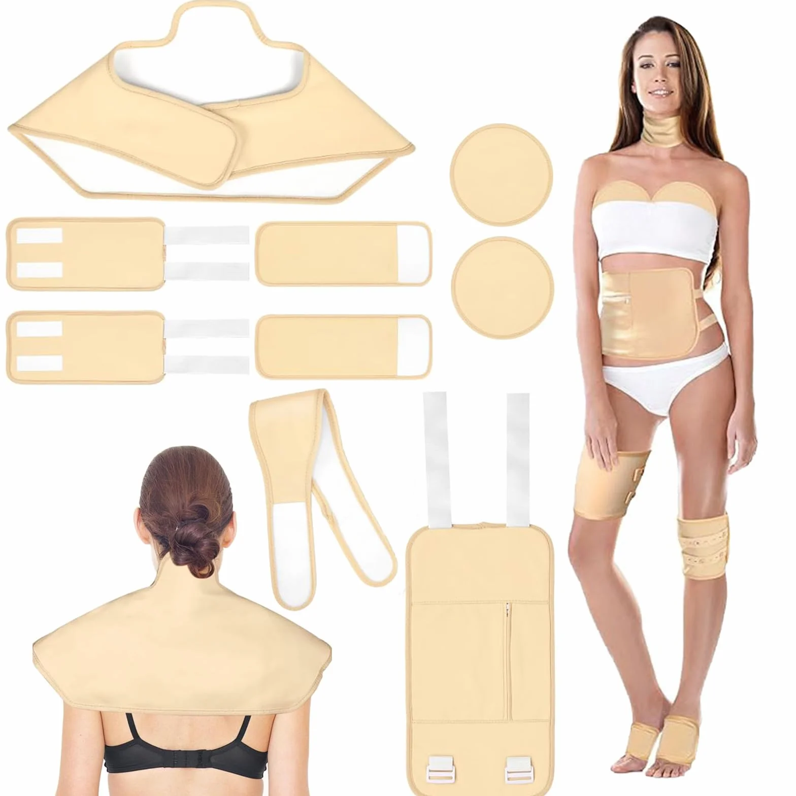 Kit Castor Oil Wrap 9 Pezzi Fascia Elastica Regolabile Olio di Ricino Organico Riutilizzabile