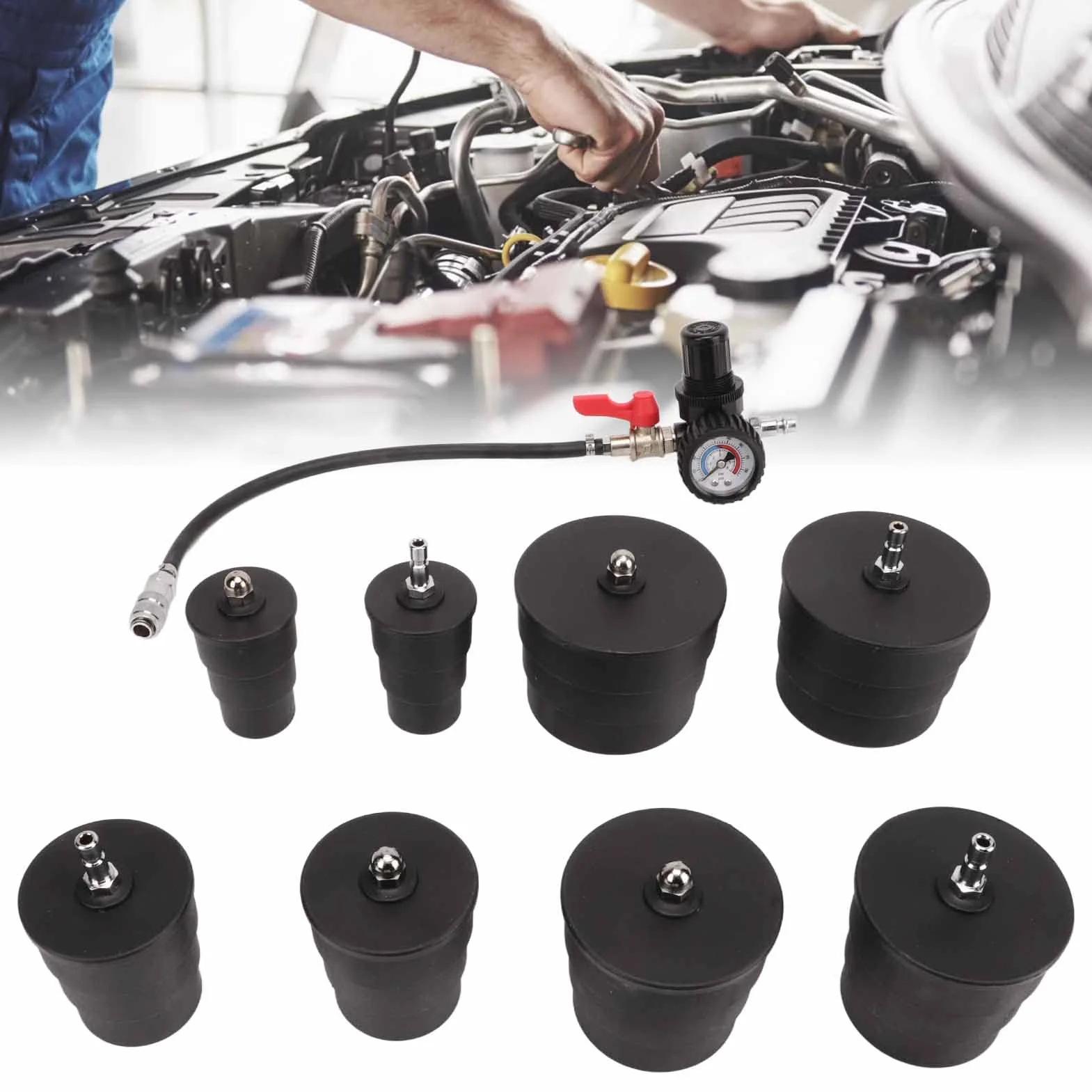 Kit Test Turbocompressore 9 Pezzi con Manometro per Rilevamento Perdite Aria Auto Veicoli Diagnosi Guasti Efficiente