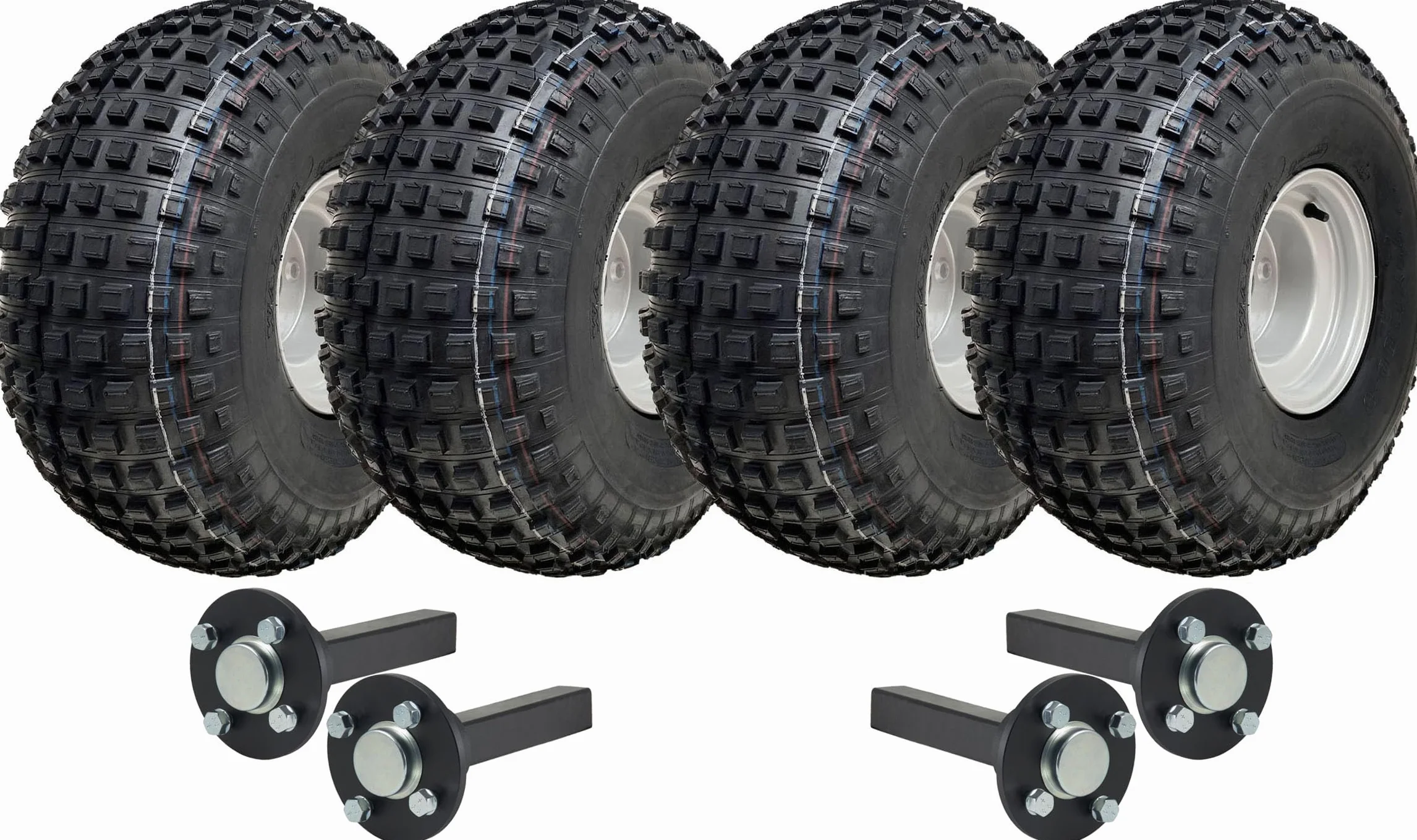 Parnells - Kit Rimorchio Quad ATV a Doppio Asse, 4 Pneumatici e Ruote Wanda, 22x11.00-8 + 4 Assi Mozzo/Mozzo, 128,7 Km/H, 616 kg, Senza Intoppi, 4 Strati P323 Wanda, Omologato per la Strada