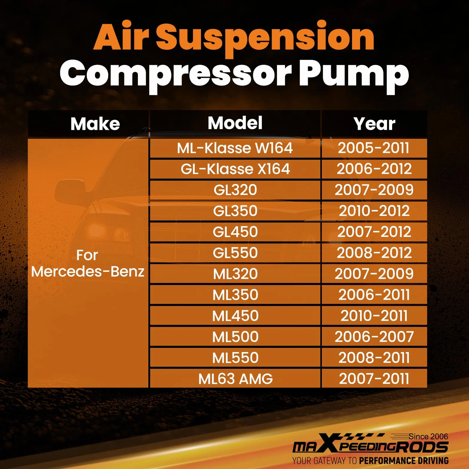 maXpeedingrods Compressore ad aria per Classe ML W164 05-11 GL X164 06-12 A1643200504