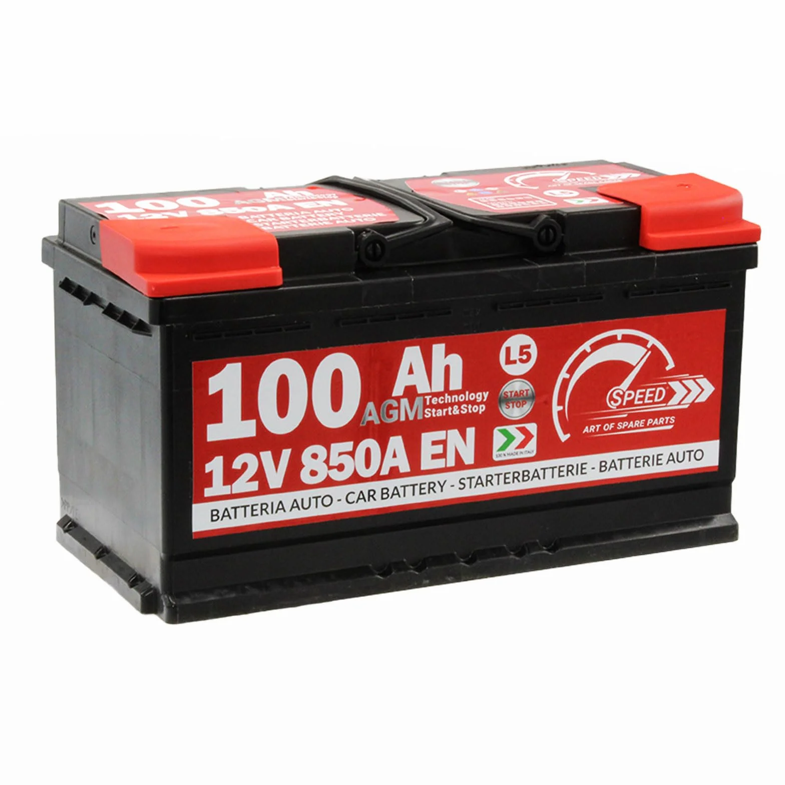 SMC bateria Auto Speed 100Ah AGM 850A L5 Start Stop polo positivo a destra 353x175x190mm