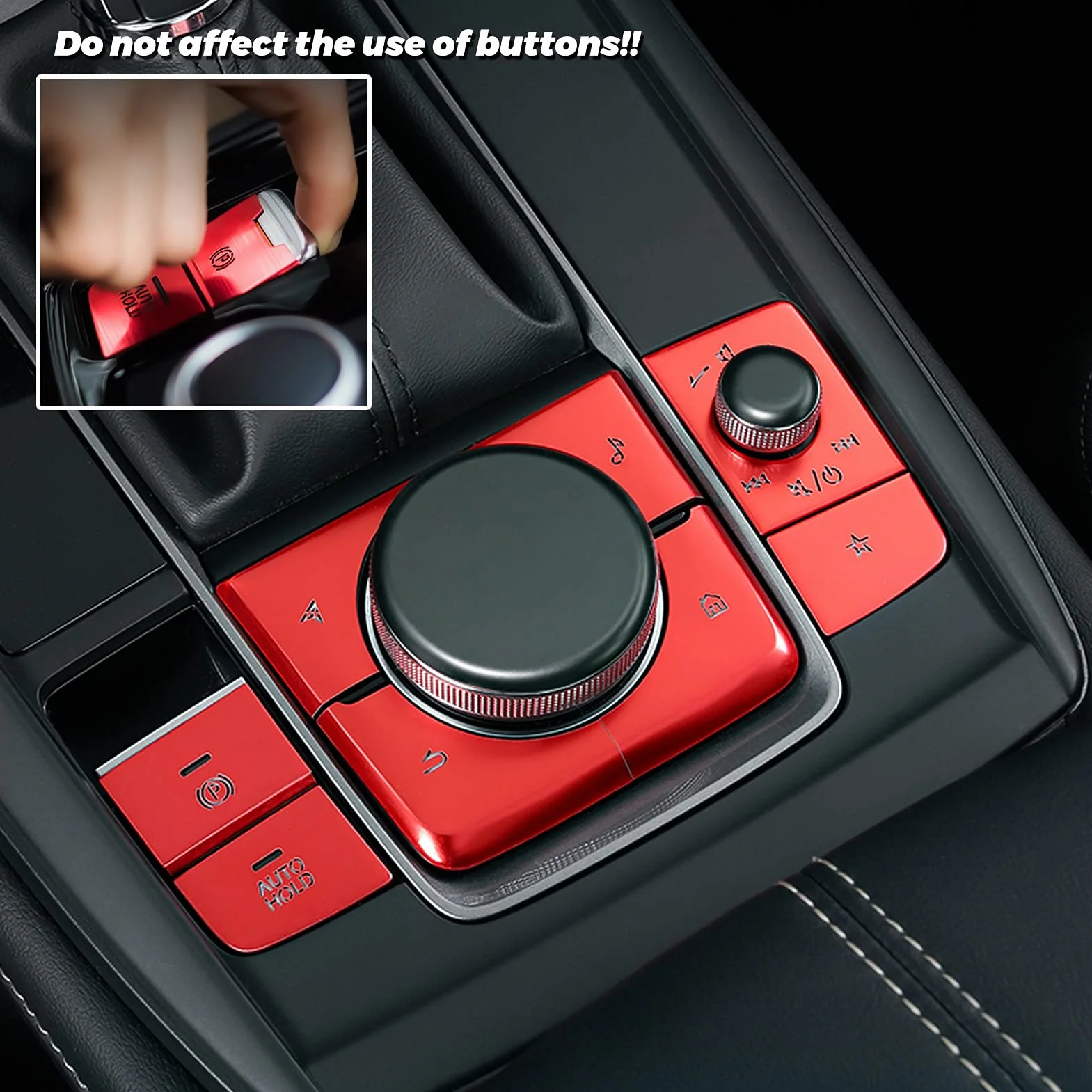 Pannello per cambio centrale, copertura per pulsanti, accessori per auto, 8 pezzi, colore rosso