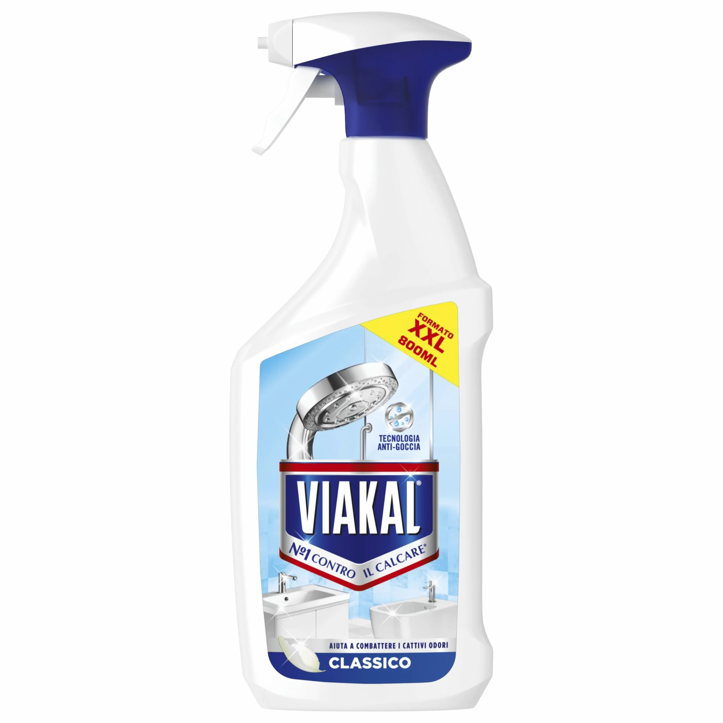 Viakal Spray Anticalcare XXL 800ml Fragranza Classico Anti-Goccia Elimina Calcare