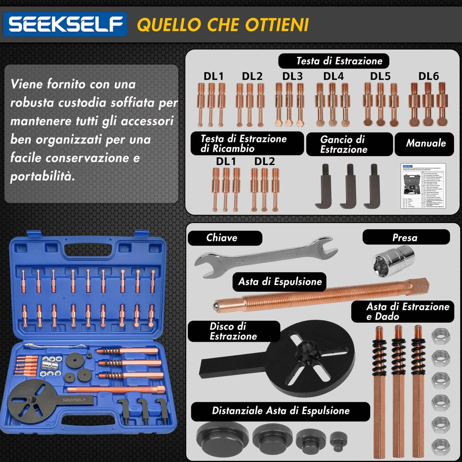 Set di Estrattori per Cuscinetti Interni, Kit Separatore, Strumento di Rimozione