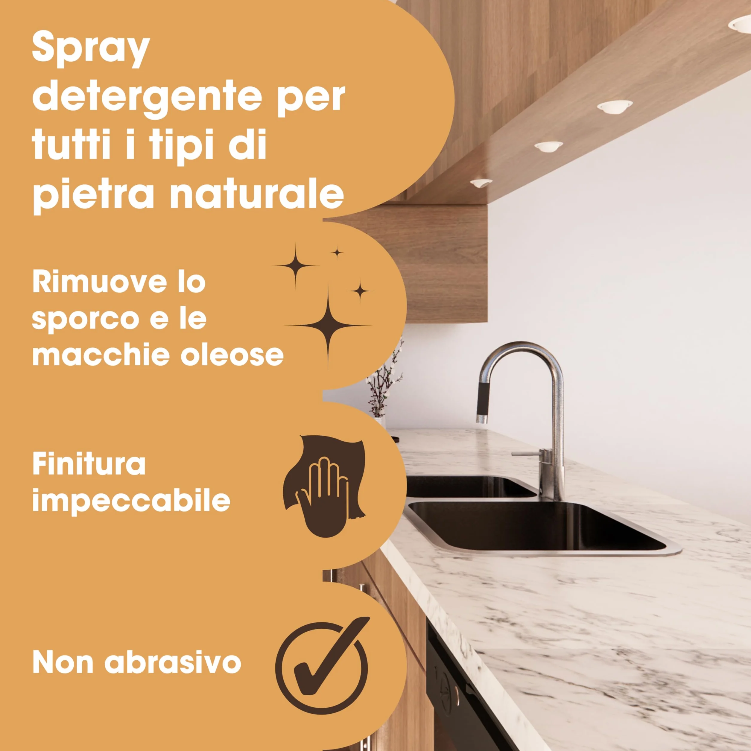 Furniture Clinic Spray Detergente per Granito e Quarzo 500 ml Pulizia non Abrasiva Finitura Senza Macchie