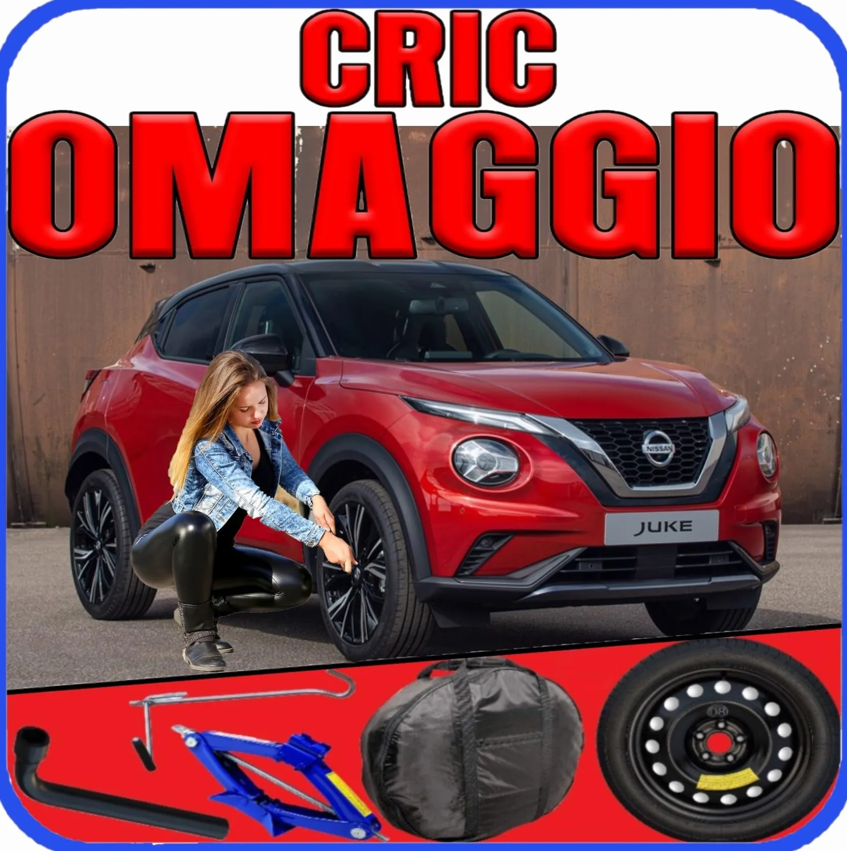 Generico Ruotino Di Scorta Per Nissan Juke (f16) 5 Fori Gomma 125/80 R17 2019-2024 Kit Accessori
