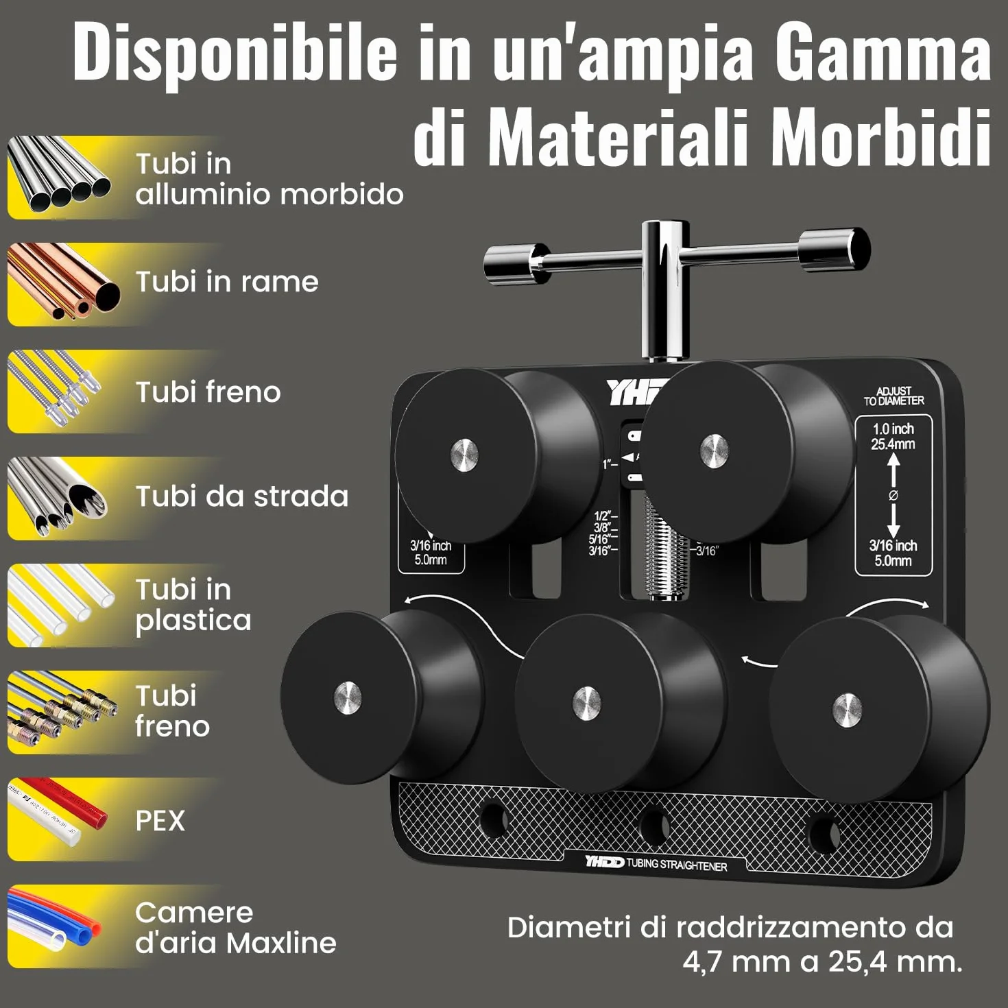 Raddrizzatore per Tubi Regolabile per Freni, Rame, Alluminio, Acciaio