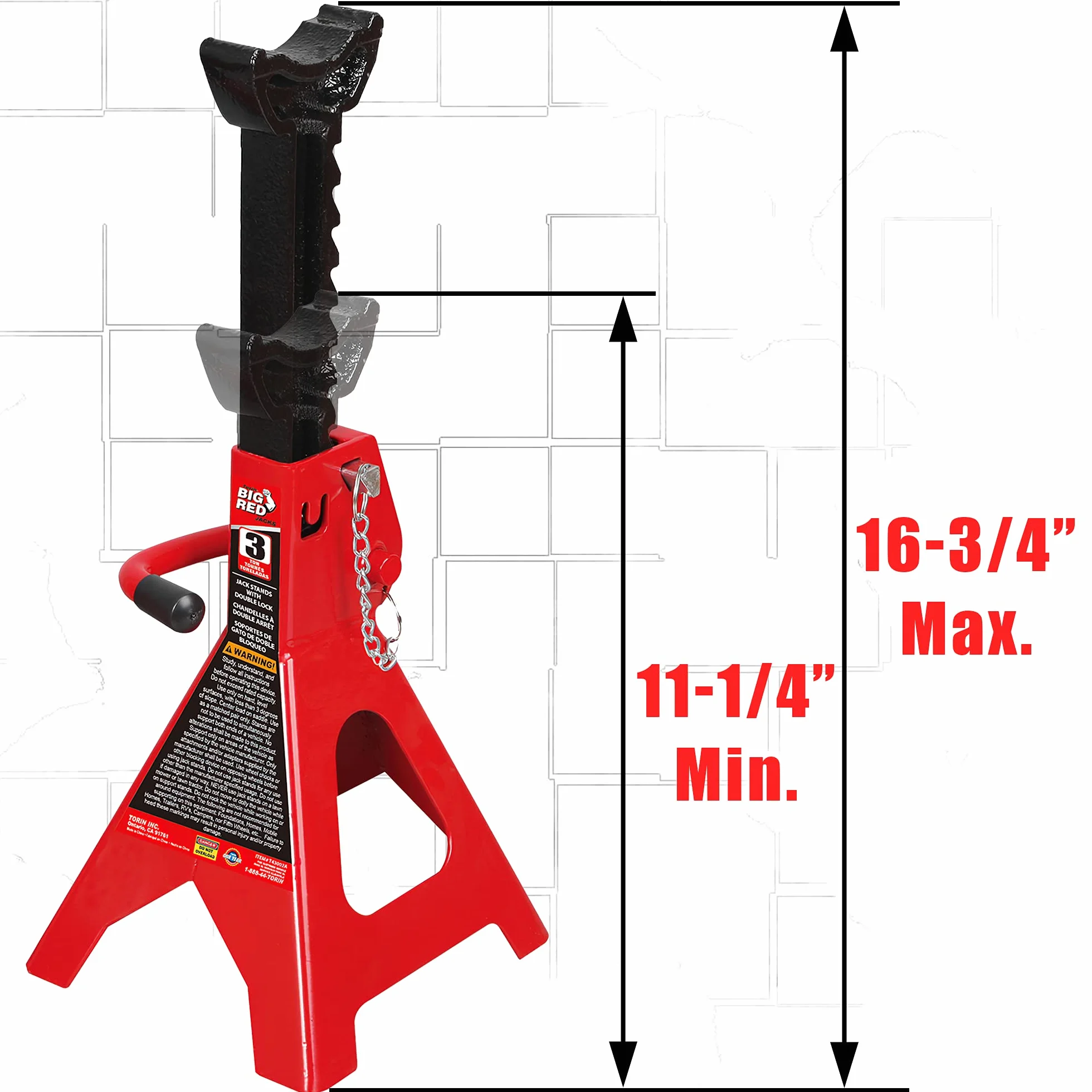 Torin Cavalletto in Acciaio T43002A 3 Tonnellate Doppio Bloccaggio Rosso 1 Paio