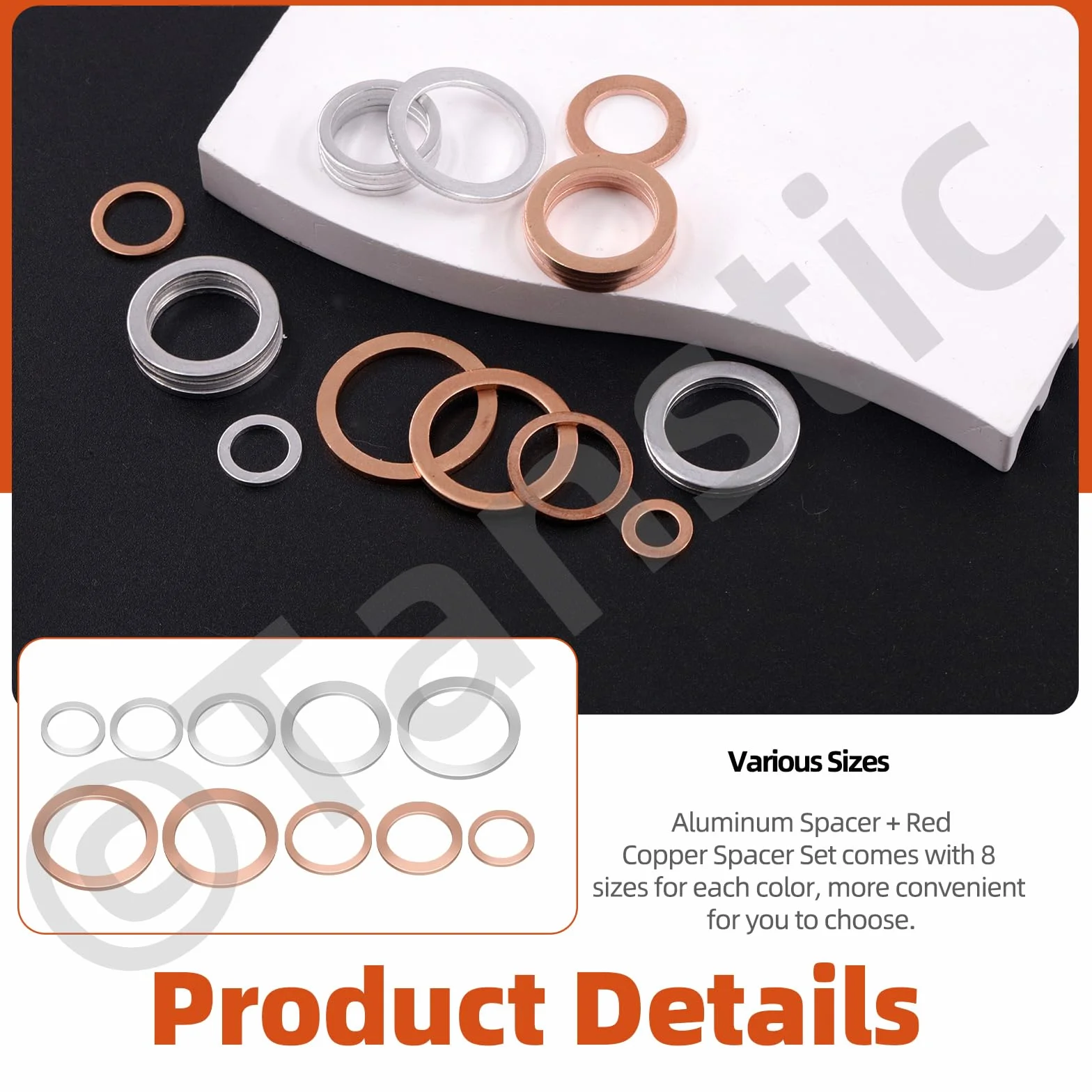 Tanstic 150 pezzi M10 M12 M14 M16 M18 Oil Drain Plug Crush Washer Gasket Seal Assortment, Incuidng 50 pezzi di rame metrico e 50 tappi per olio in alluminio, 50 pezzi di lavatrici piatte in gomma