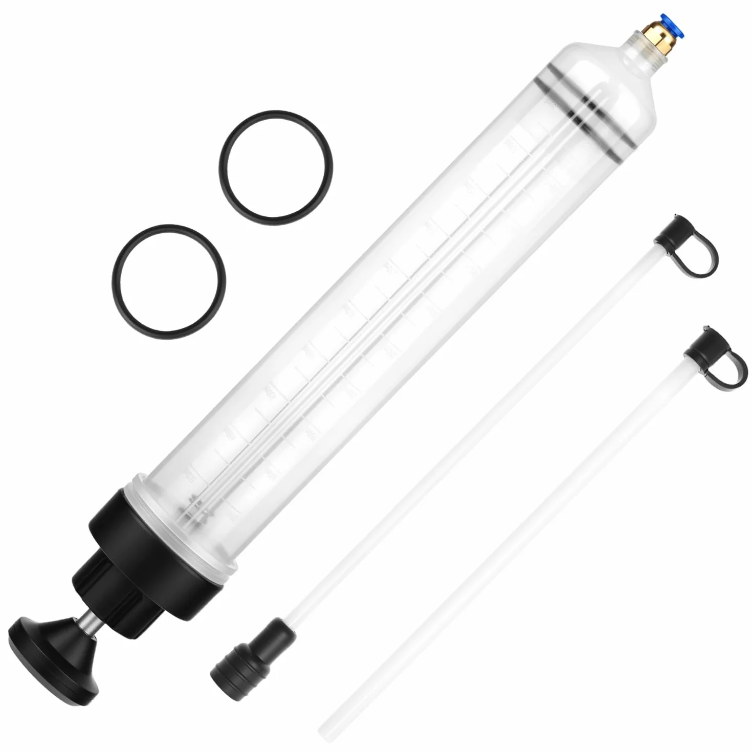 QWORK Siringa di Aspirazione Olio 500 mL con Tubo Flessibile per Liquido Freni e Oli Motore