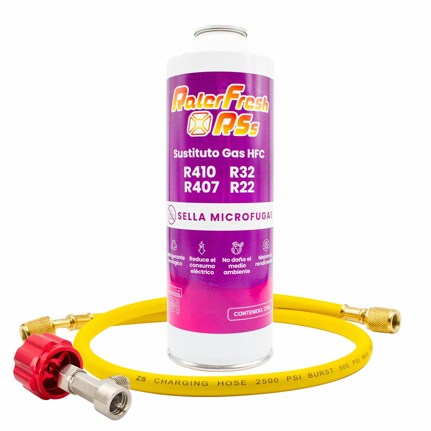 Ralerfresh RS R410, R32, R407 e R22 Ricarica di gas refrigerante organico per climatizzazione, Split ecologico efficace, ricarica rapida (bombola + tubo)