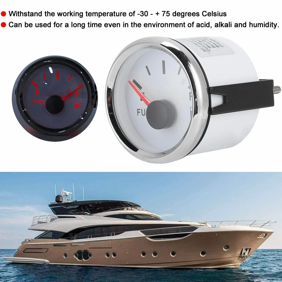 Indicatore di livello serbatoio olio 52mm 2in 0-190ohm per auto barche marine quadrante bianco