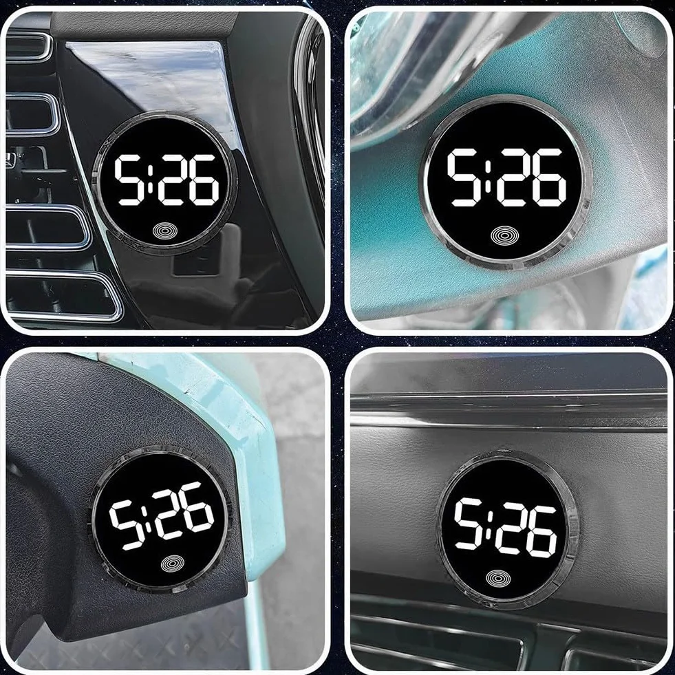Orologio Elettronico Digitale Luminoso a Led per Auto - Forniture per Veicoli con Luce Rossa Argentata