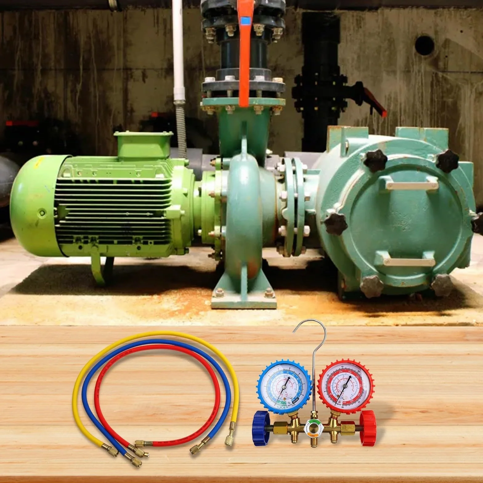 Kit di misurazione per collettore diagnostico, a 3 vie, per aria condizionata, fluoro, per R134, R12, R22, R404