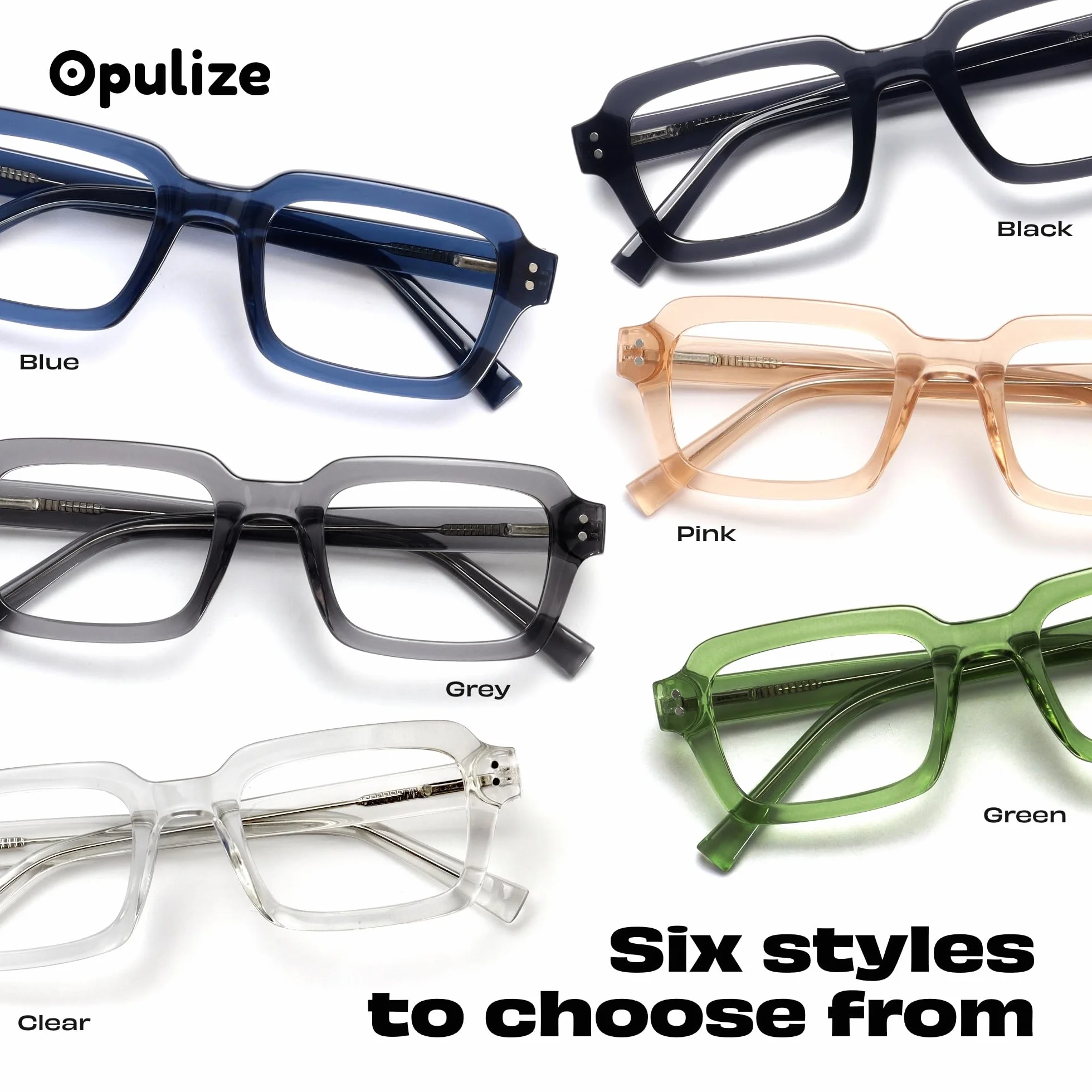 OPULIZE EDG Occhiali da lettura Anti Luce Blu Lenti Antiriflesso Protezione UV Rettangolare Cerniere a Molla Confezione da 2 Nero +1,50