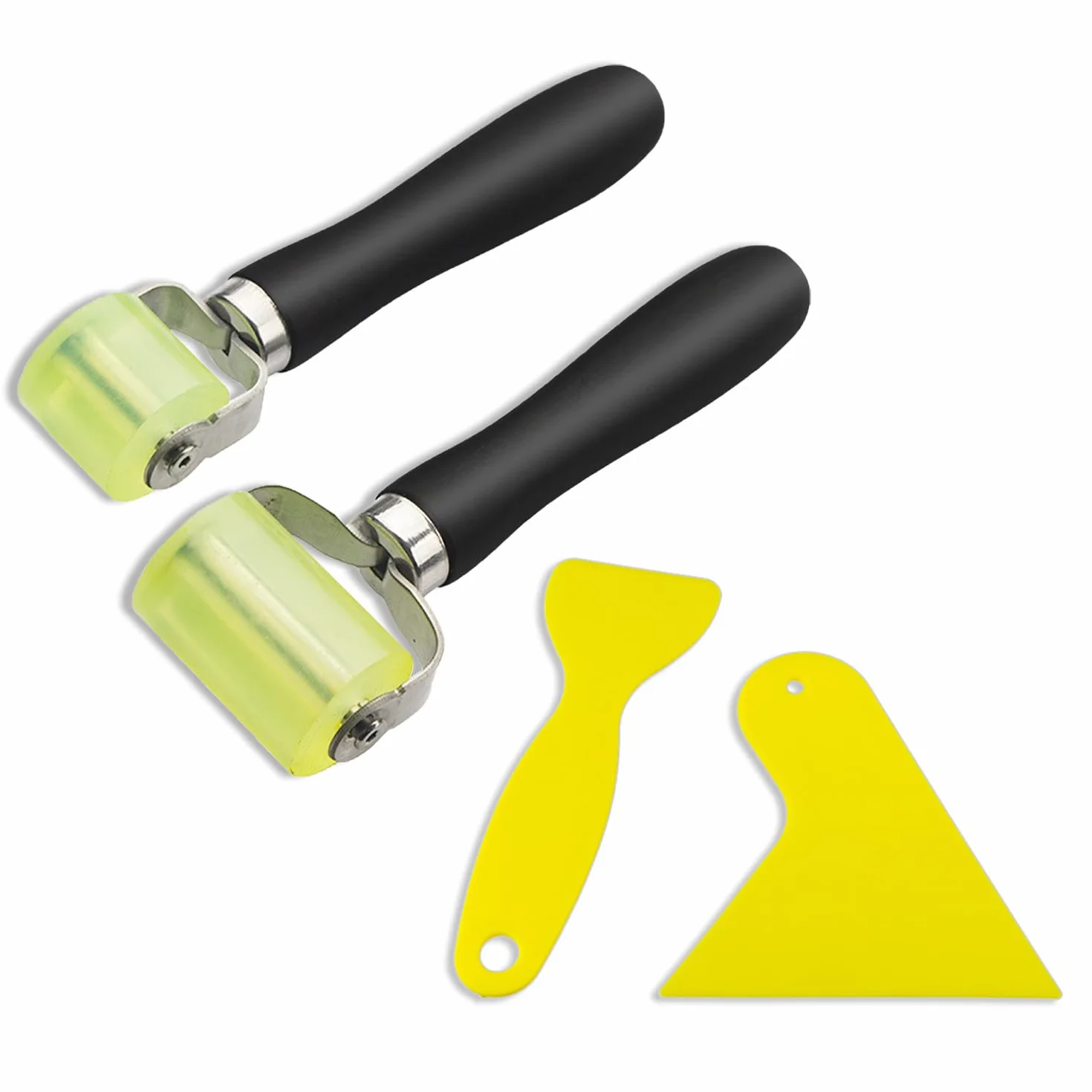 Rullo di spinta, 2 pezzi, rullo di gomma con 2 spatole di pellicola, strumento di protezione acustica, rullo di pressione per auto, rullo di tenuta in gomma, resistente al calore, per sigillatura e