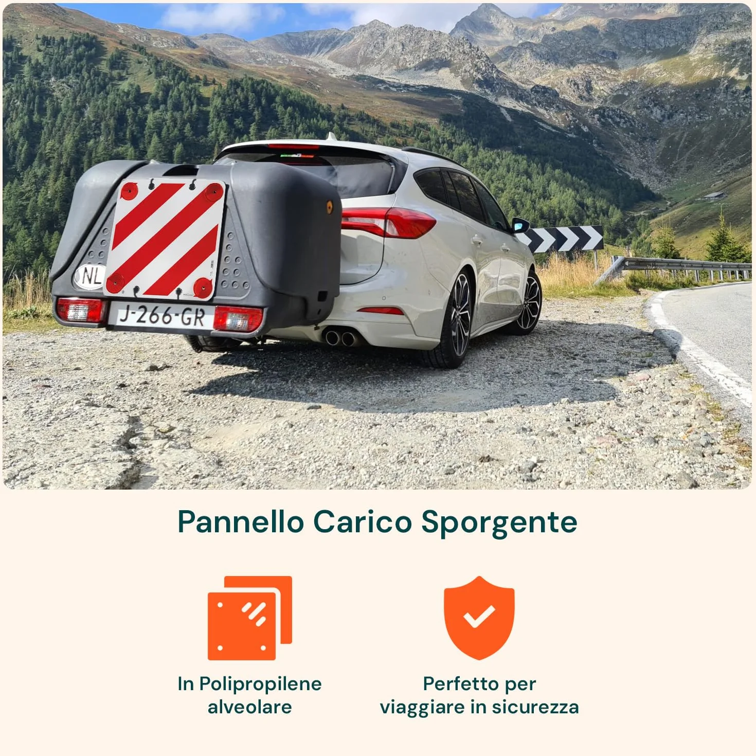 Catarifrangente Avilia Segnale Carico Sporgente 50x50cm Rosso e Bianco per Camion e Rimorchi Polipropilene