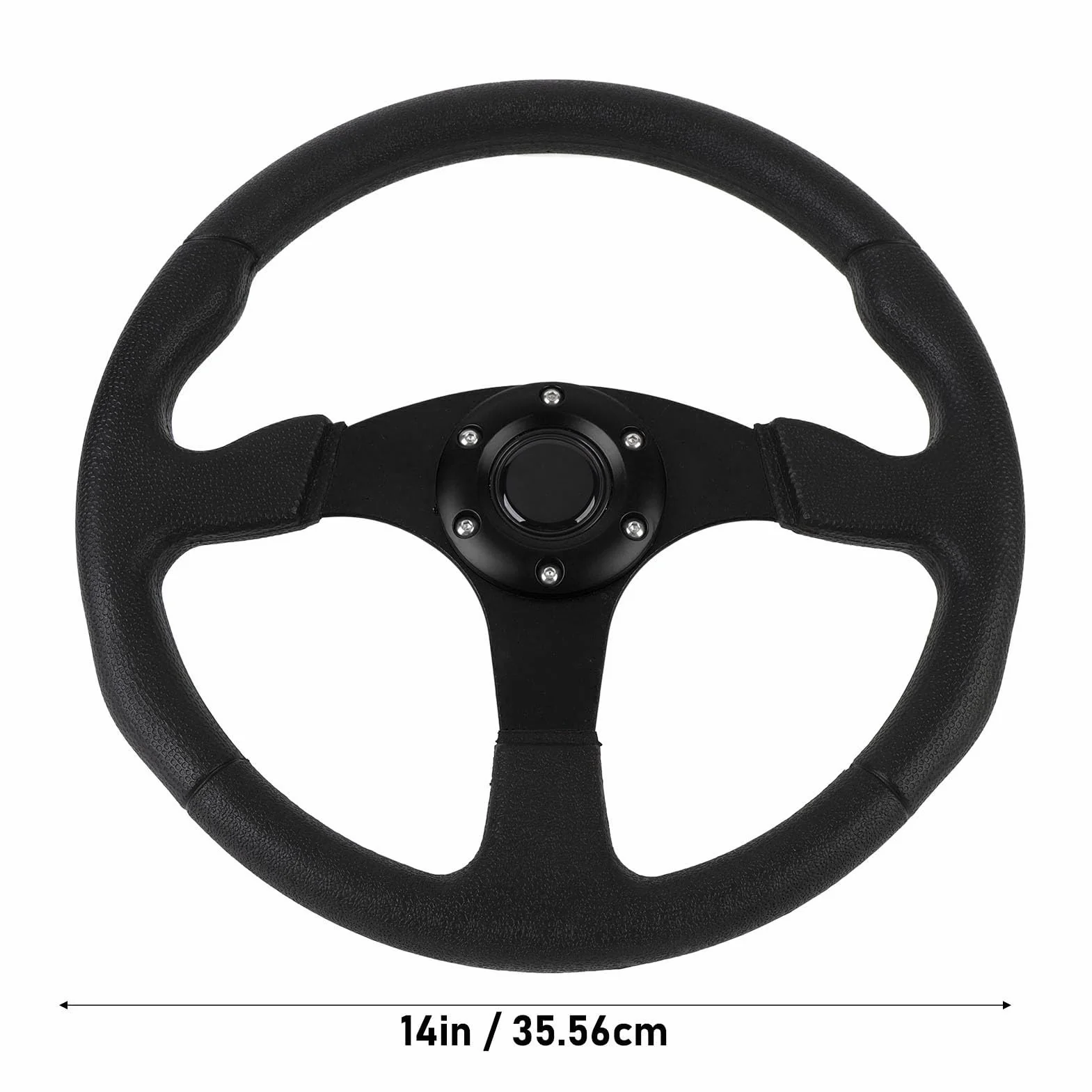 KIMISS Volante 14 Pollici Universale in Pelle PU con Telaio in Alluminio, Design Sportivo per Modifiche Auto, Impugnatura Confortevole e Resistente, Adattatore per a 6 fori. (BLACK)