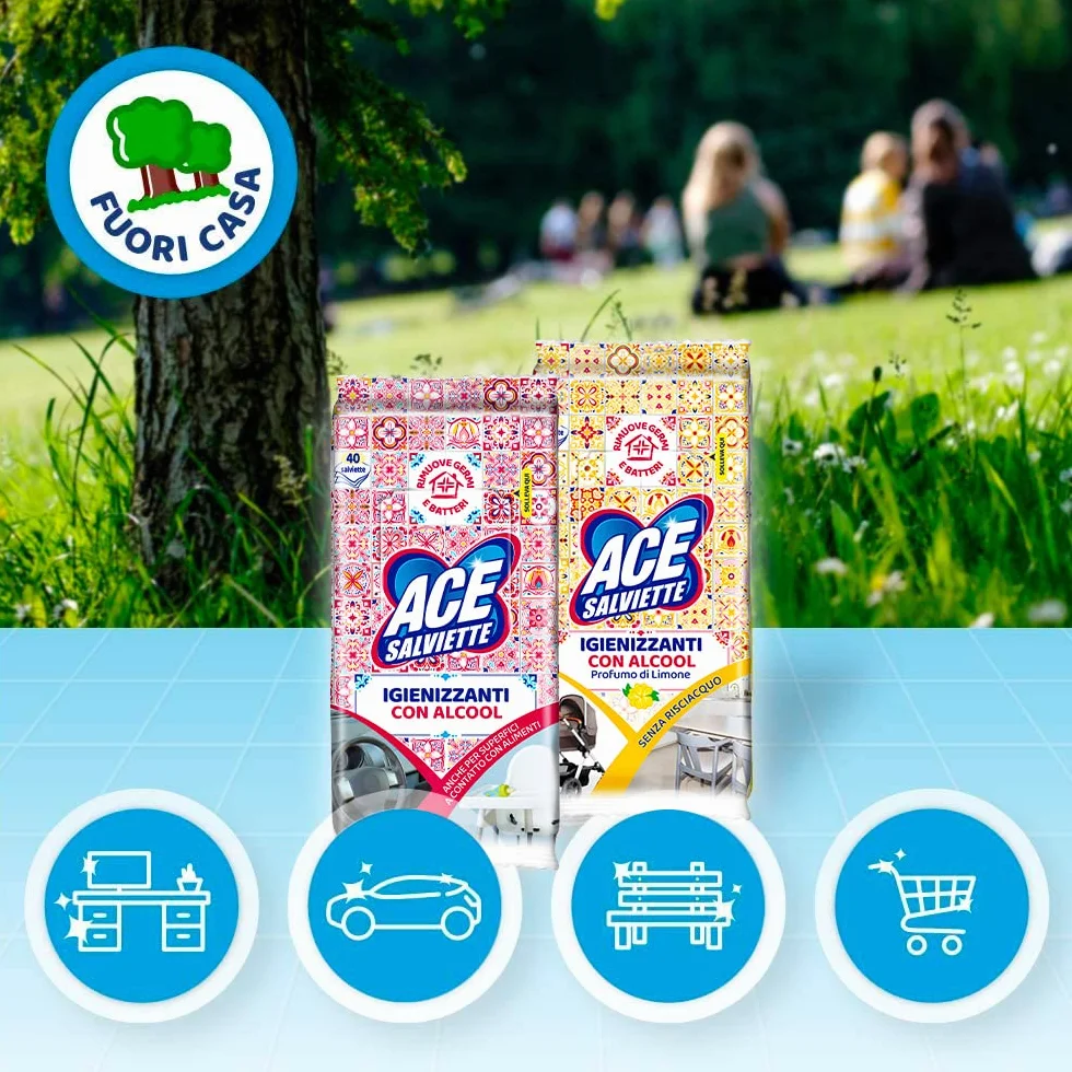 ACE Salviette Igienizzanti Mix Alcool Sgrassanti, 480 Salviette
