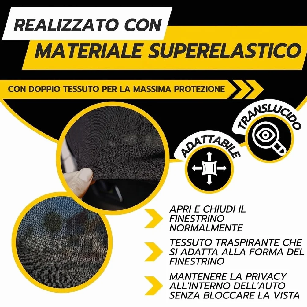 Set di 3 Pezzi Parasole Auto Bambini con Protezione Solare UV (1 finestra anteiori e 2 pezzi posteriori) | Tendine Parasole Auto Bambini e Neonati