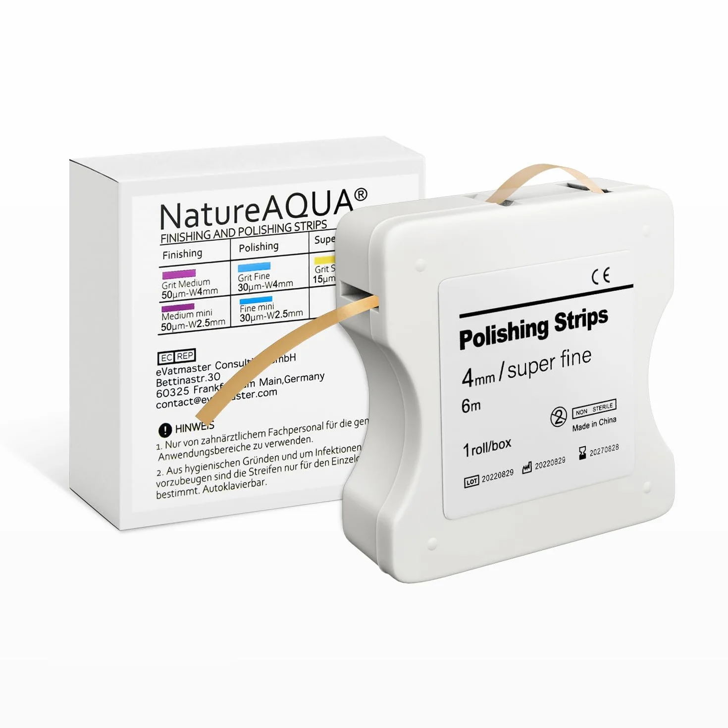 NatureAqua Carta abrasiva per denti strisce lucidatura dentale ultra-fine 4 mm 6M/rotolo