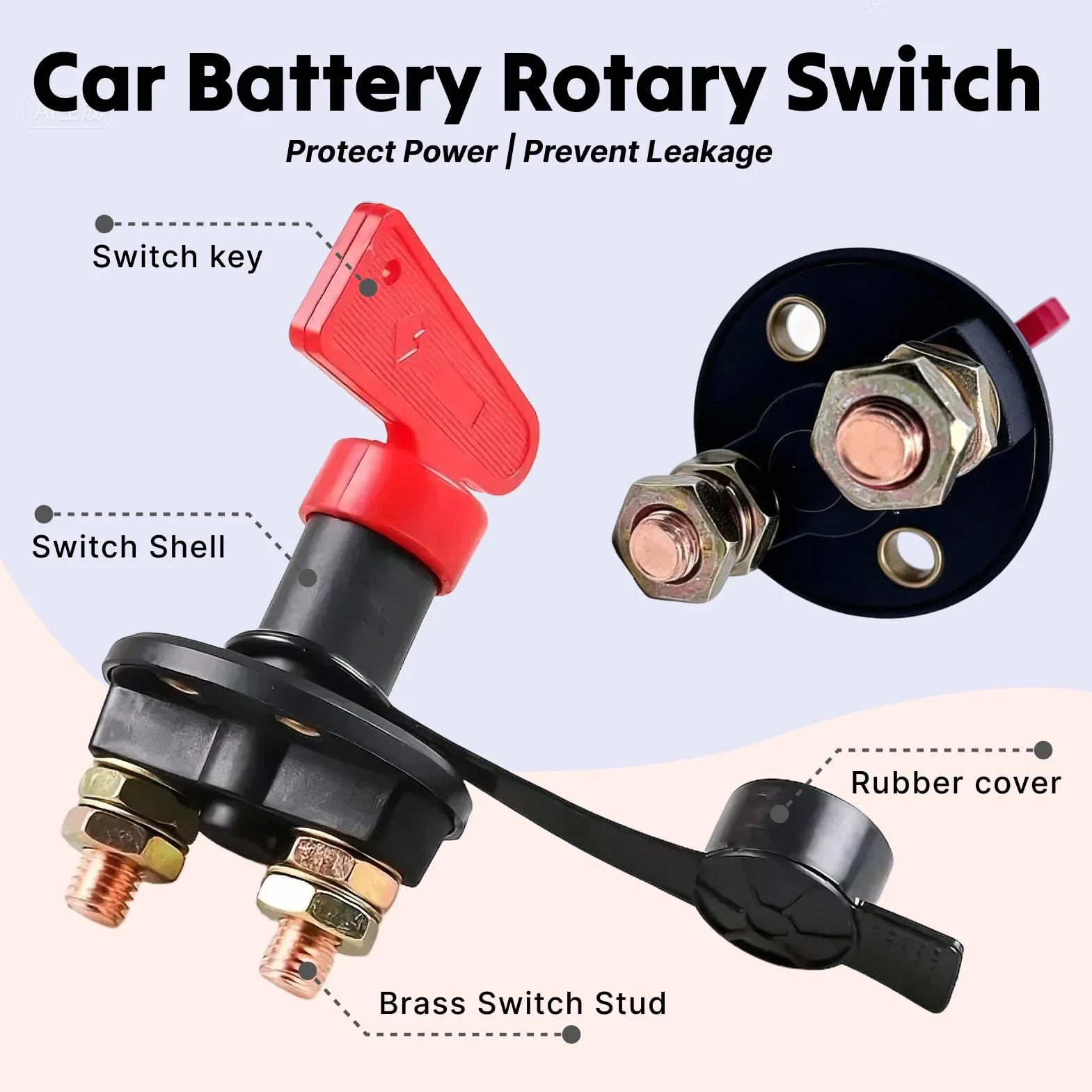 Interruttore di Disconnessione Batteria 12V 300A, Isolatore con Chiavi per Sicurezza Veicolo, Adatto per Auto, Barca, Camion, Materiale Durevole e Resistente