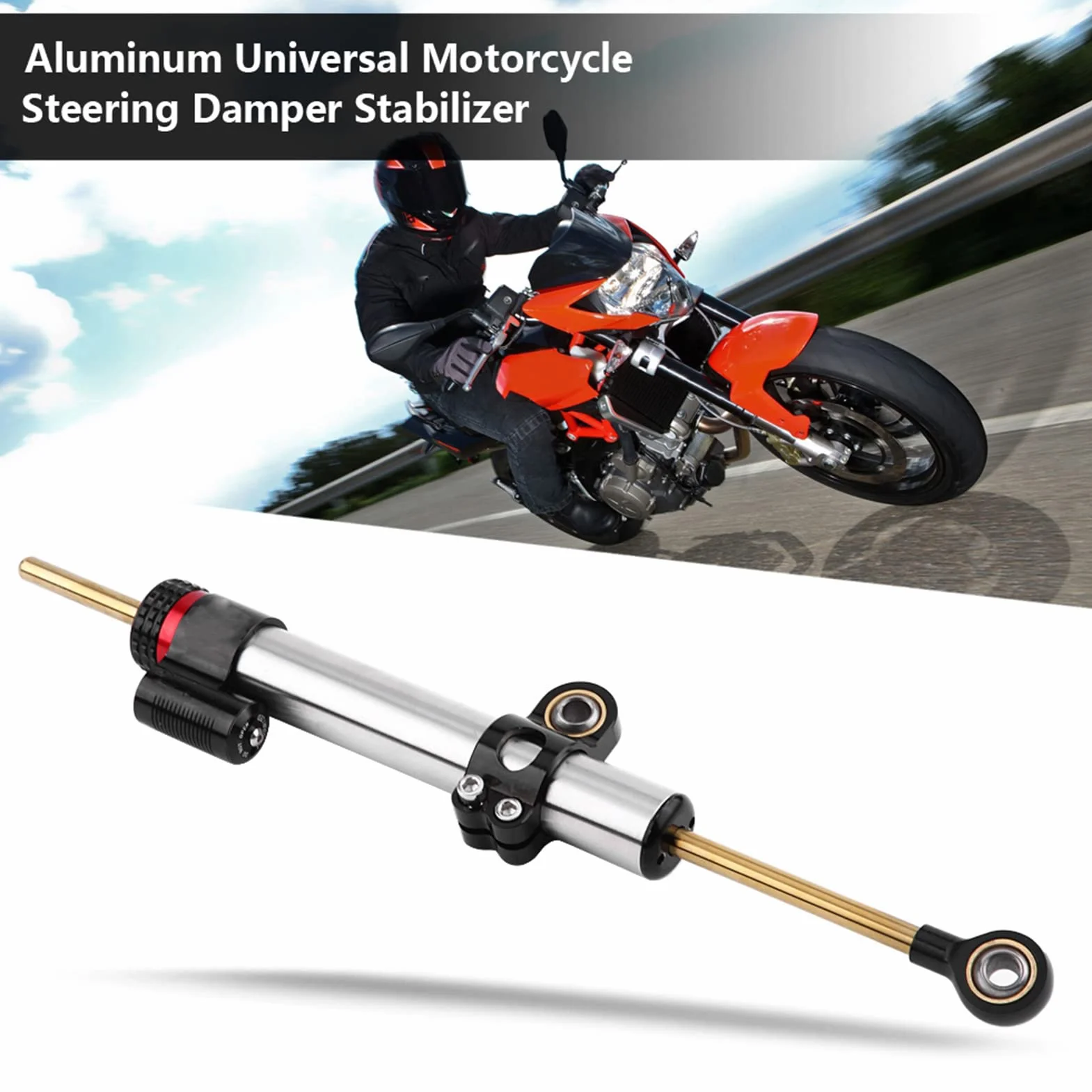 EBTOOLS per ammortizzatore di sterzo moto per steering damper per steering damper motorcycle Stabilizzatore in alluminio universale regolabile dell'ammortizzatore dello sterzo del motociclo del
