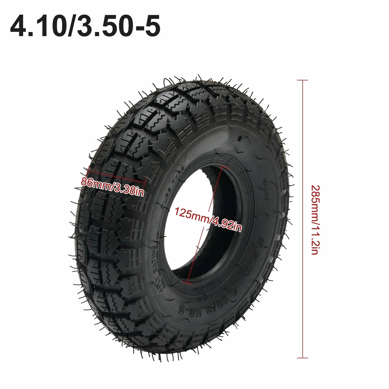 Pneumatico in gomma 4.10/3.50-5 12 pollici per scooter elettrico Go Kart Trolley Nero