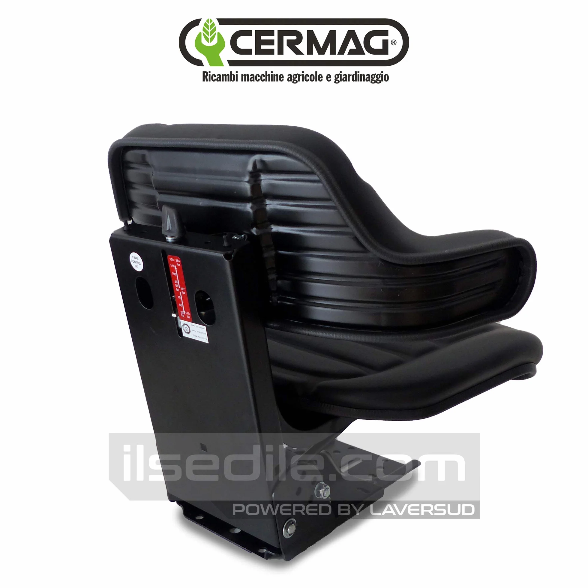 Sedile Cermag per Trattore Universale con Molleggio Verticale e Base Variabile