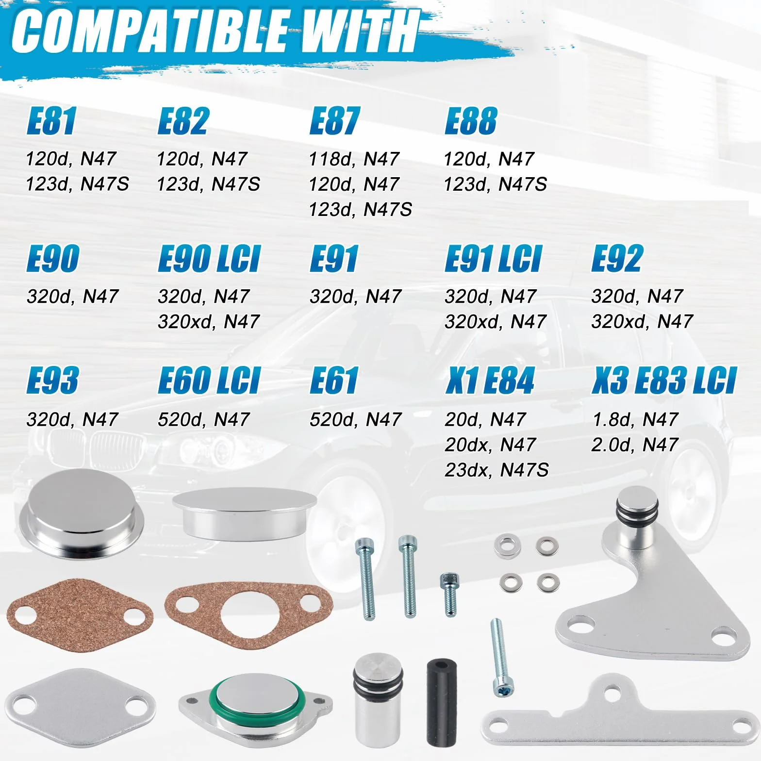 AGR - Kit di riparazione radiatore valvola per B-MW 2.0 N47 N47S E81 E87 E88 E82 E90 E91 E92 E93 E60 E61