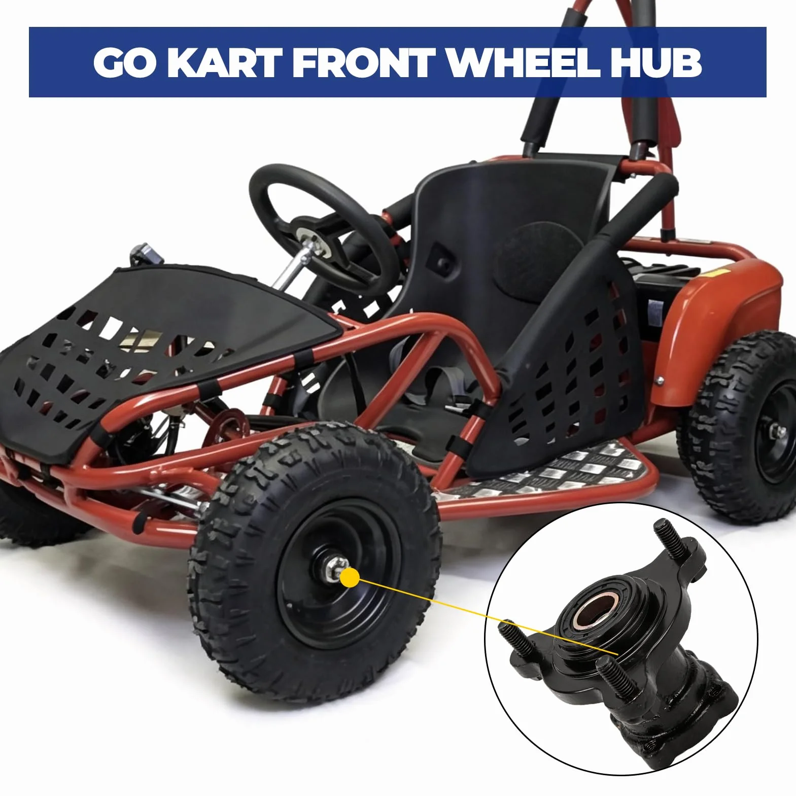 2 Pezzi Mozzi Ruota Go Kart, Mozzo Ruota da 17 mm 20 mm con 3 Bulloni Cuscinetto,Cerchione Freno Anteriore per Bici ATV Quad Go Kart 110cc 125cc