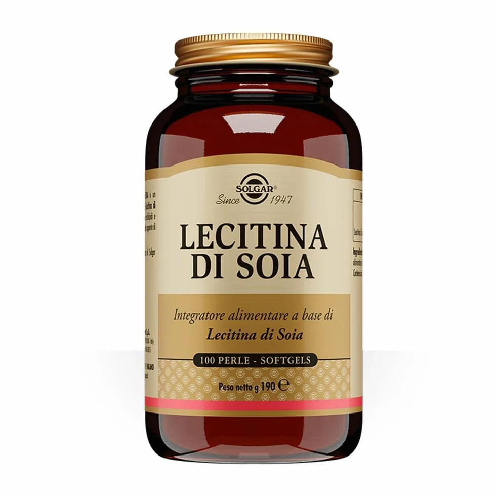 Solgar LECITINA DI SOIA, 100 perle – Lecitina da soia – fosfolipidi, colina, inositolo
