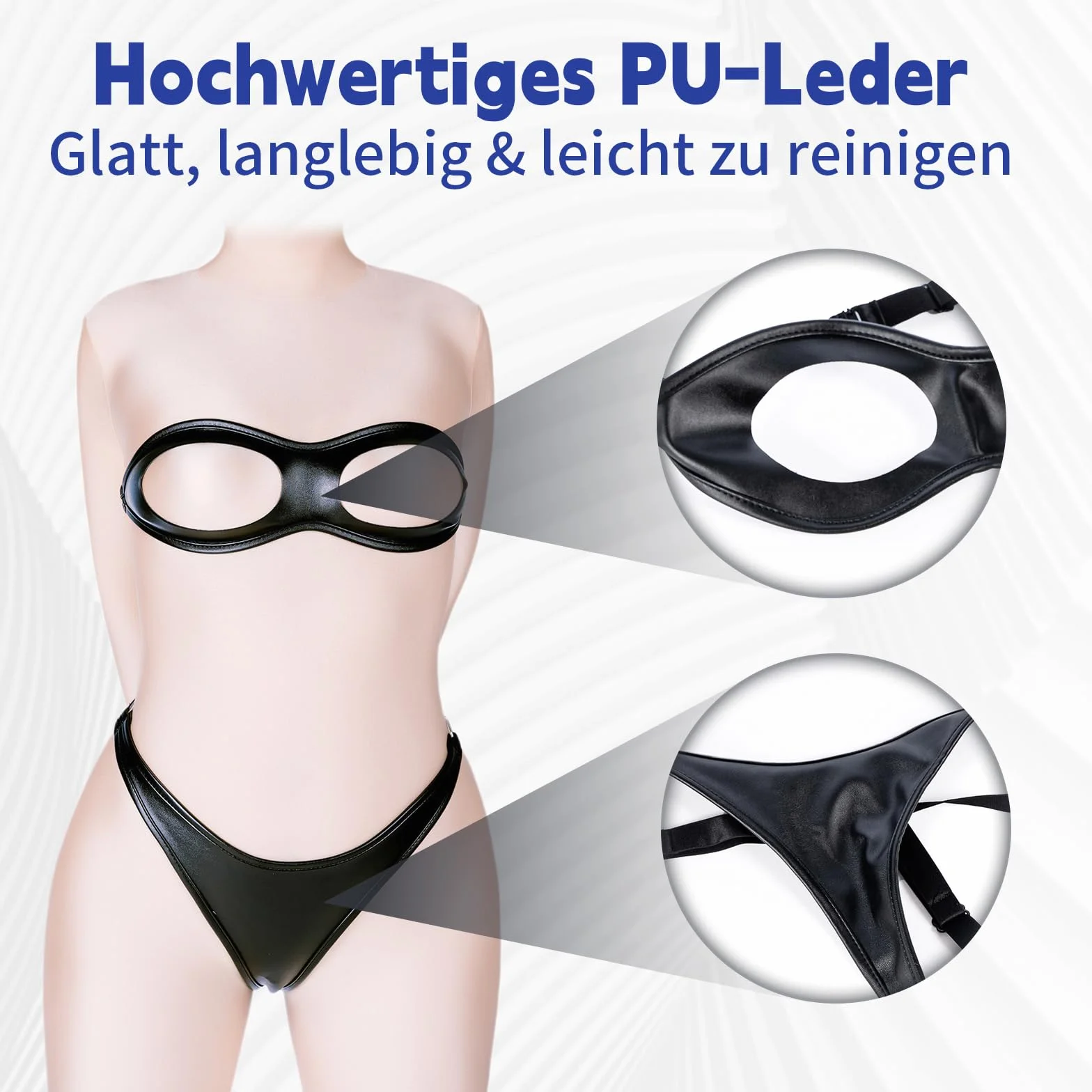 Set di Lingerie in Pelle Sexy Erotico Regolabile Perizoma e Reggiseno per Donne Fetish Bondage