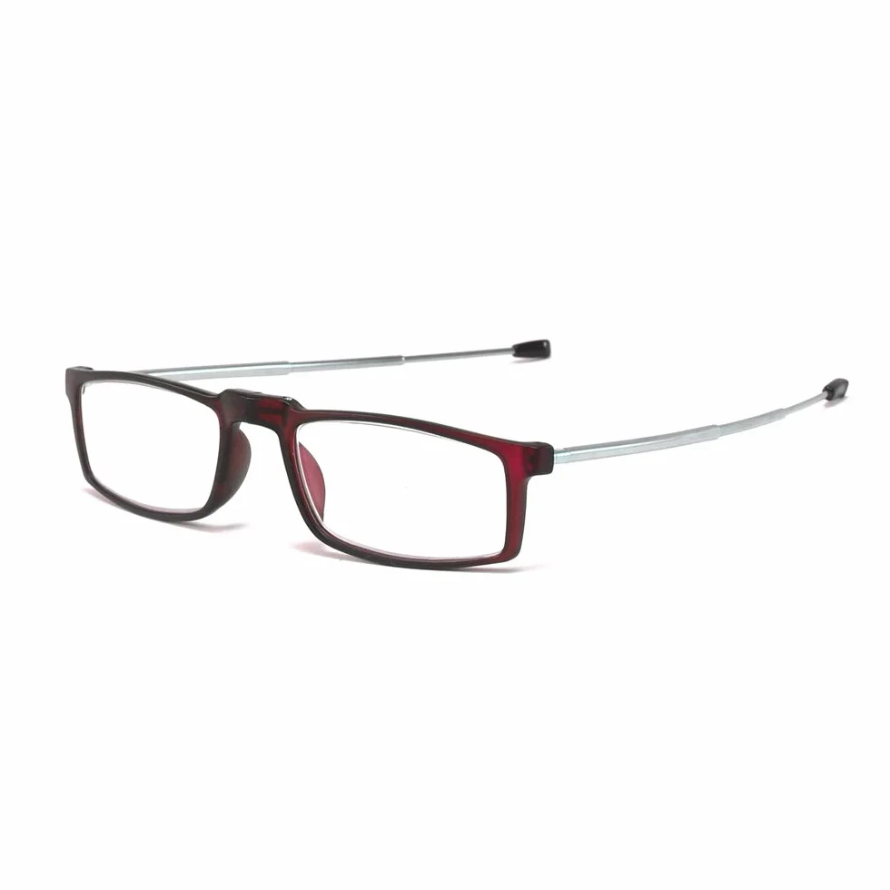 KoKoBin Occhiali da Lettura Pieghevole Anti Luce Blu con Fionda Specchio Telescopico Gambe e Scatola Portatile Rosso 2.5